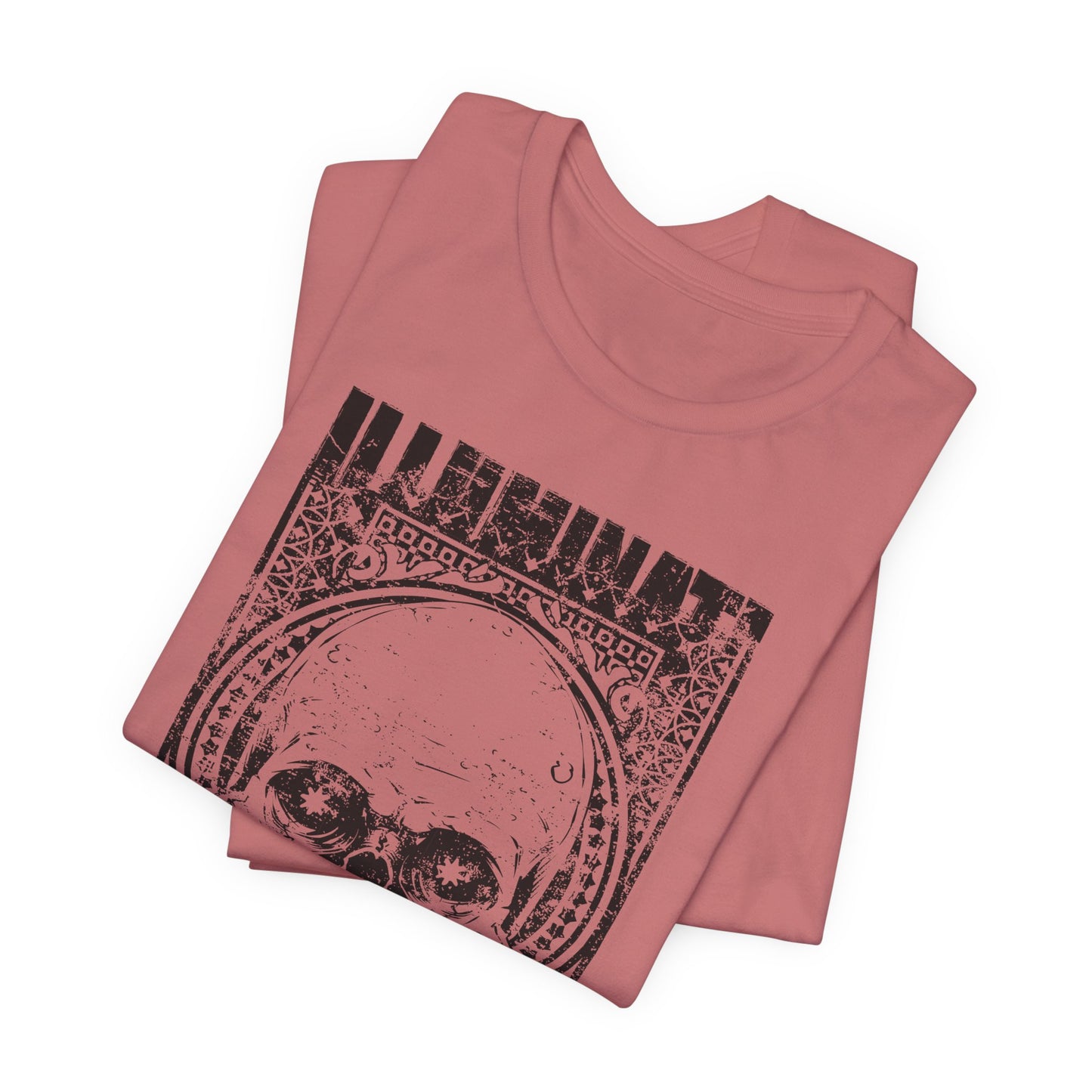 Skull Circle Graphic T-Shirt Vintage Etching Illustration Art Design Tee A-9