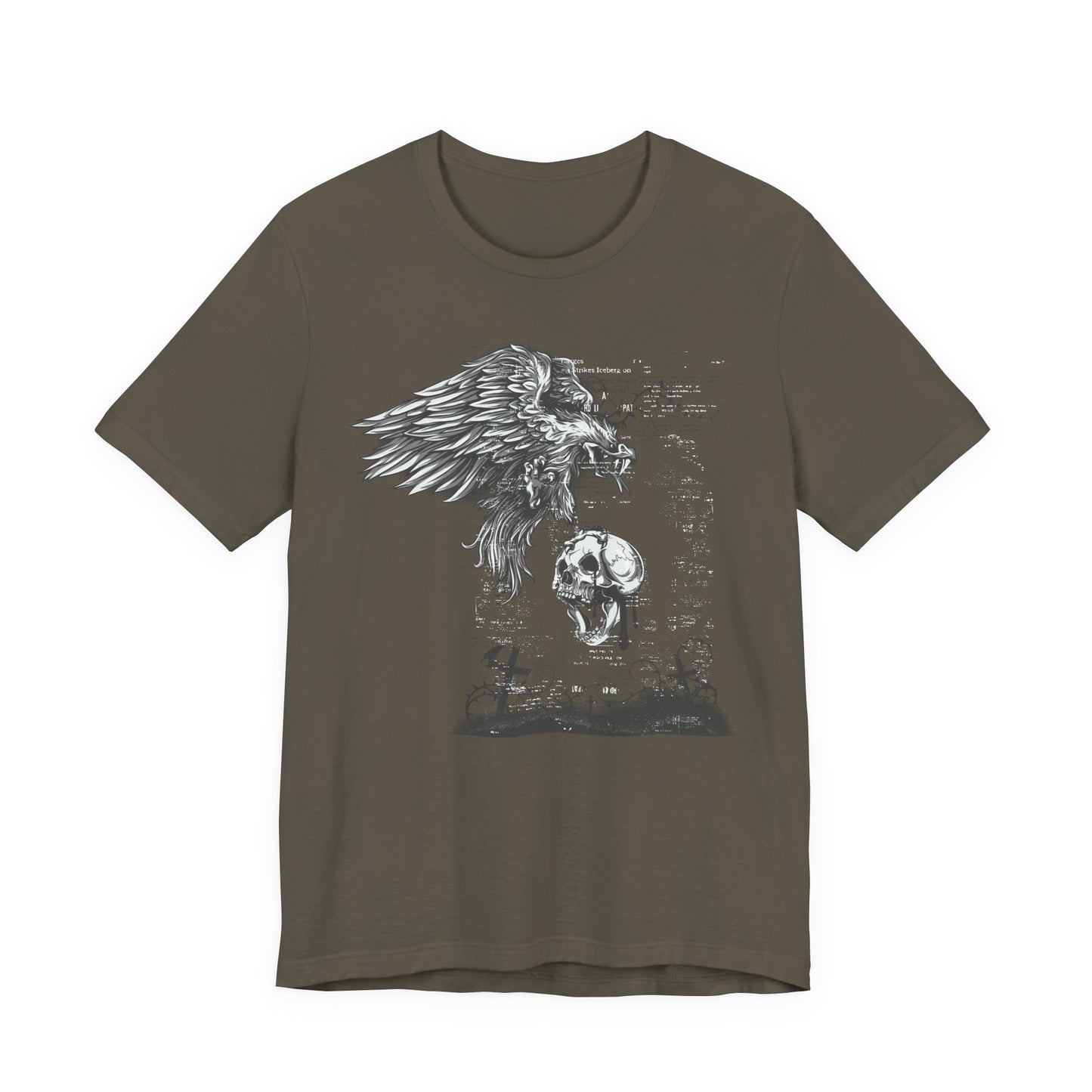 Raven and Skull Illustration Graphic Unisex Cotton T-Shirt r19