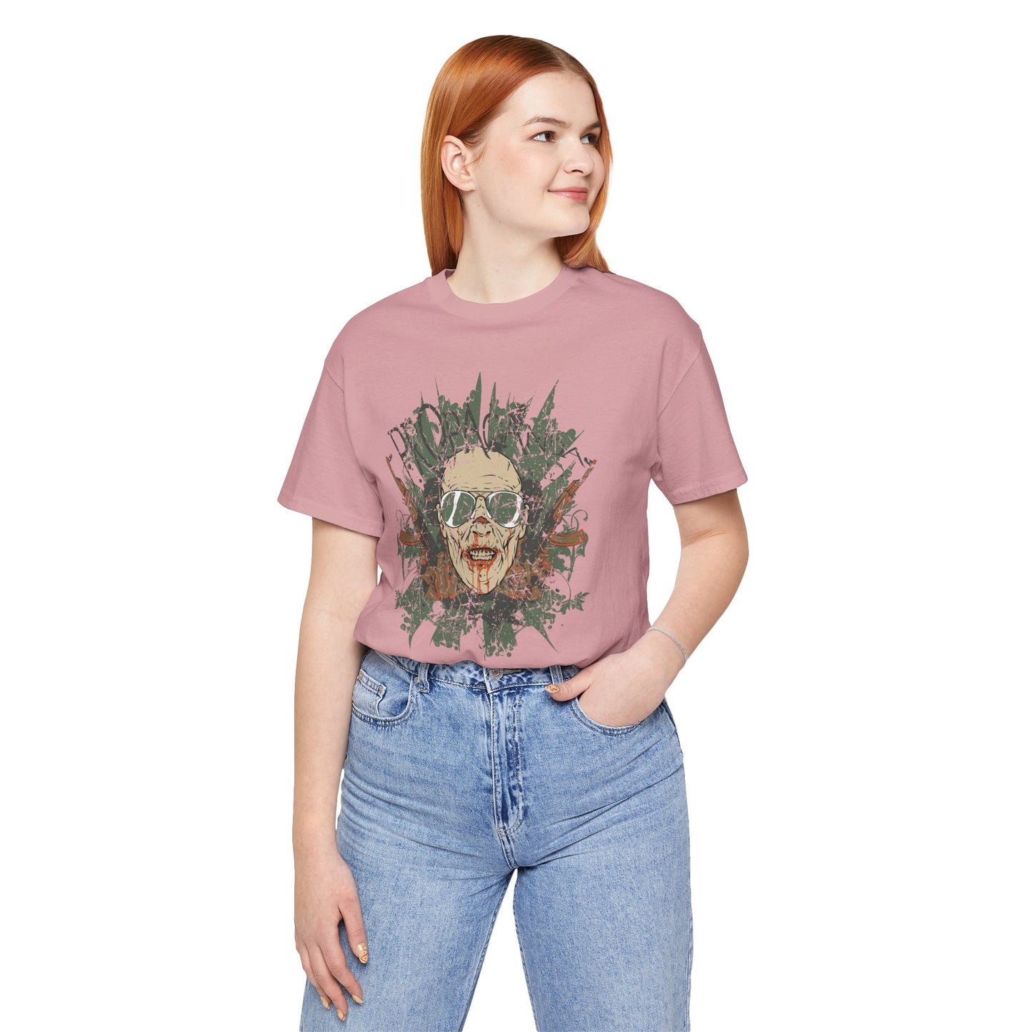 Retro Skull Floral Graphic Design Unisex Cotton T-Shirt G-2