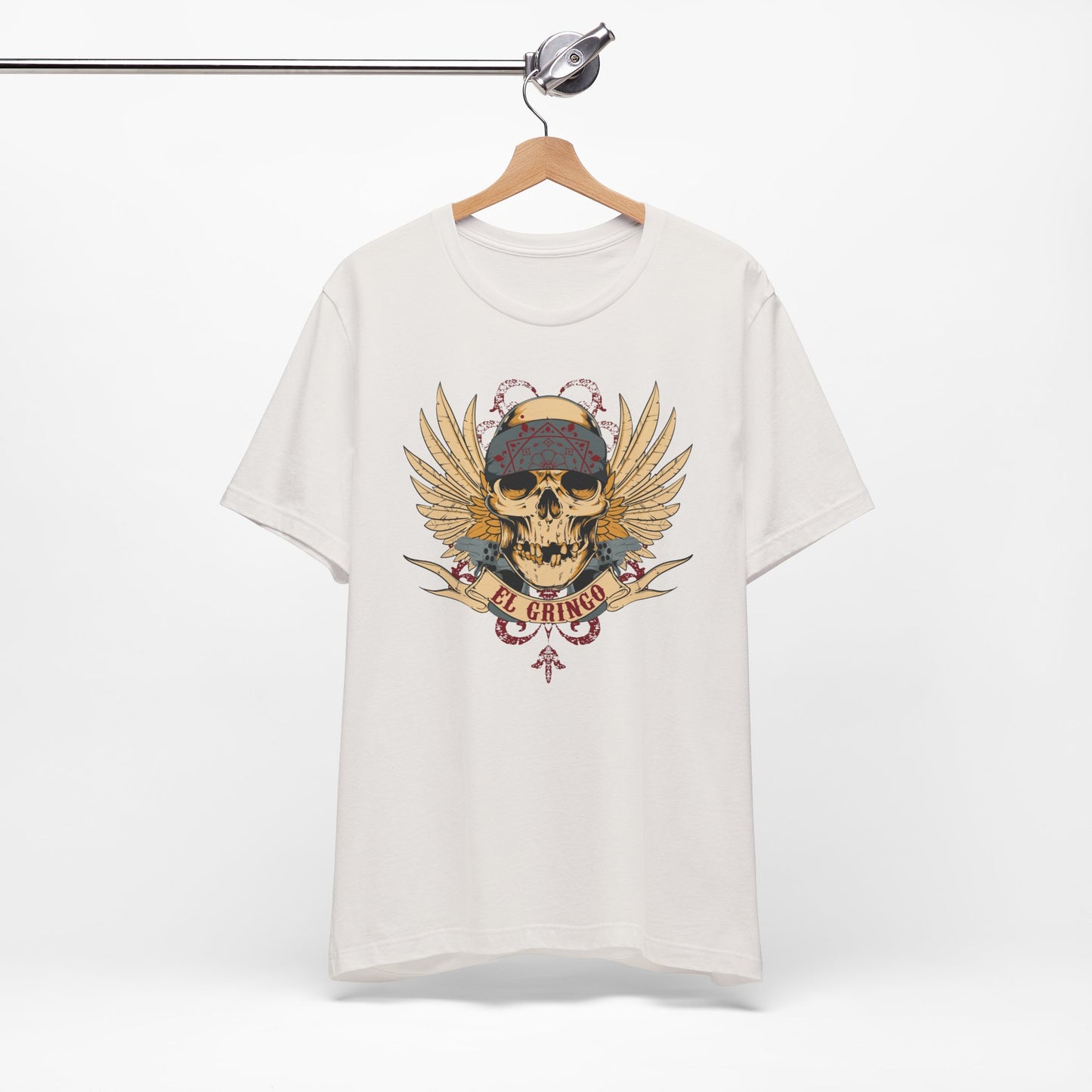 El Gringo Skull with Wings T-Shirt Vintage Tattoo Style Art-53