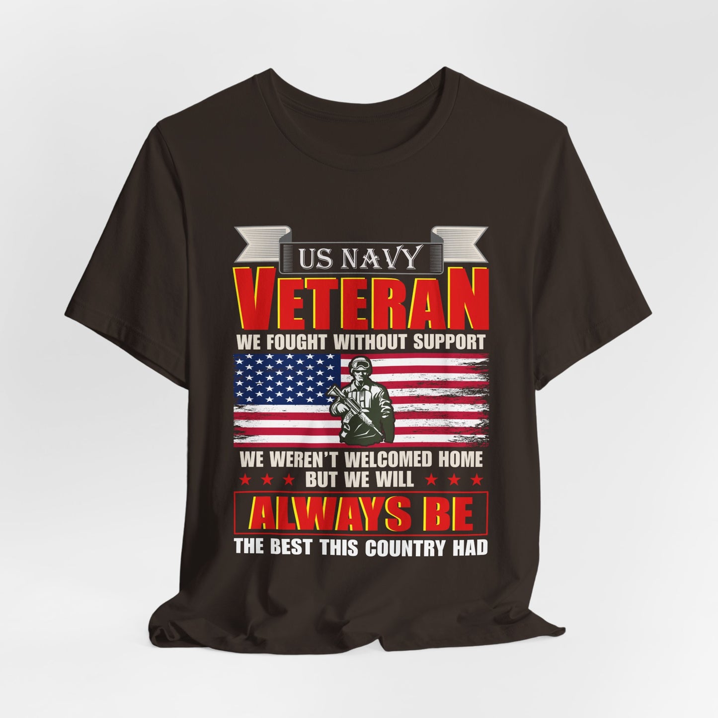 US Navy Veteran T-Shirt American Flag Soldier Graphic Patriotic Military Unisex Cotton v42