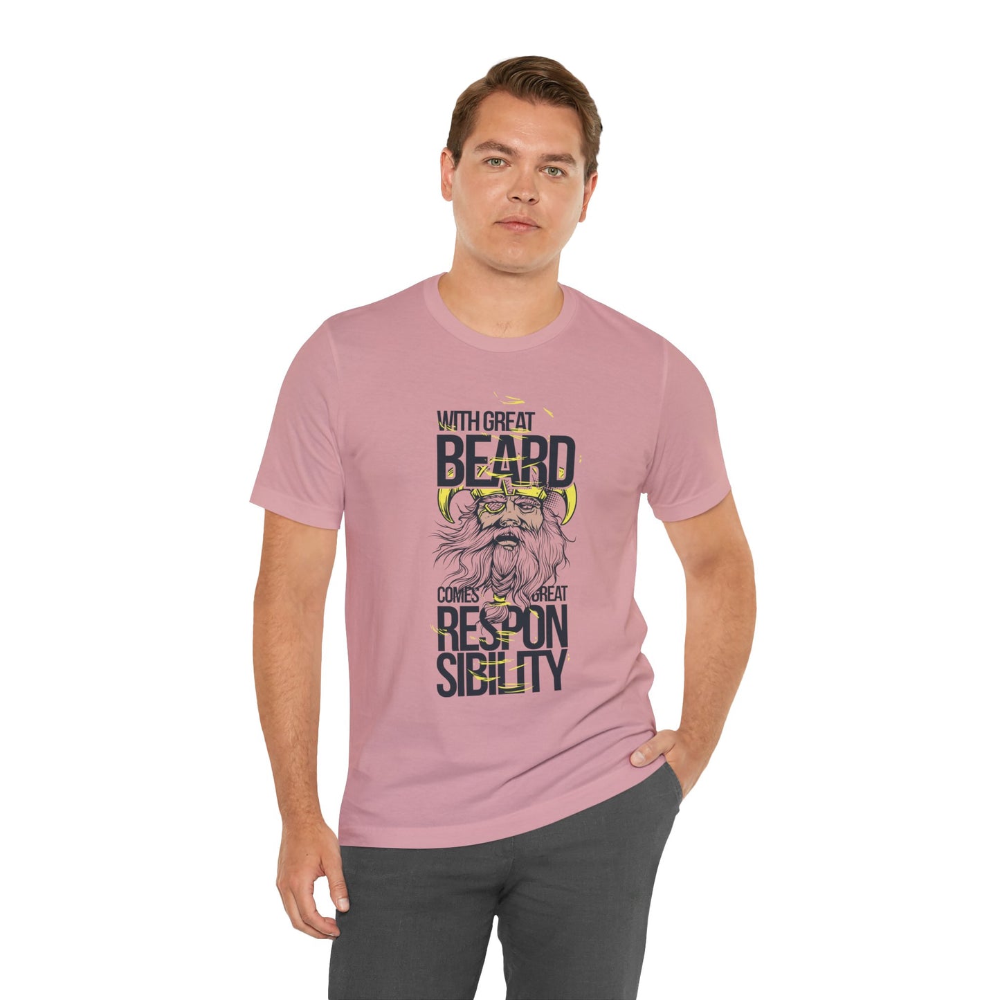With Great Beard Comes Great Responsibility Tee Viking Beard Graphic Shirt A-2