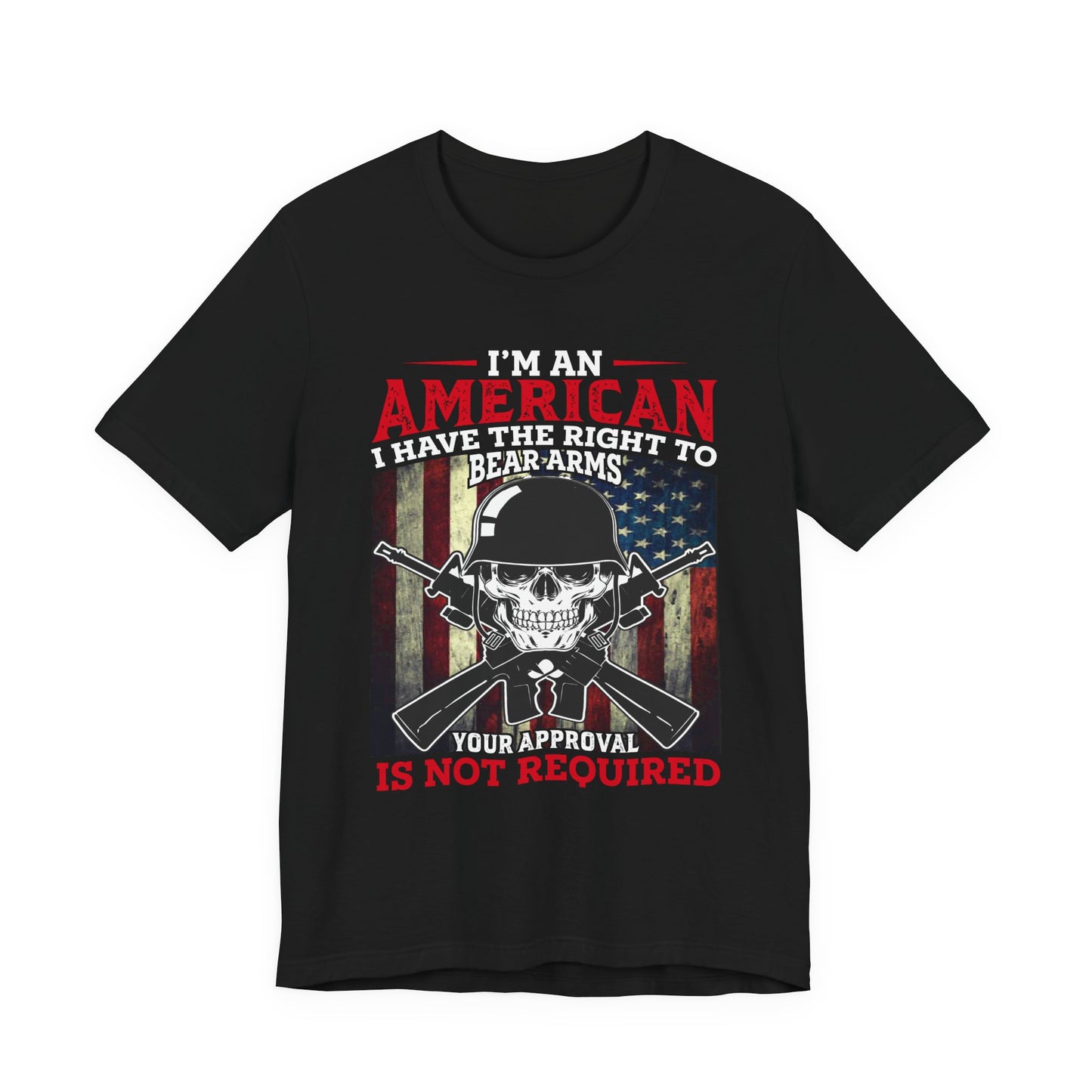 American Skull with Guns T-Shirt 2nd Amendment Flag Unisex Cotton Tee v29