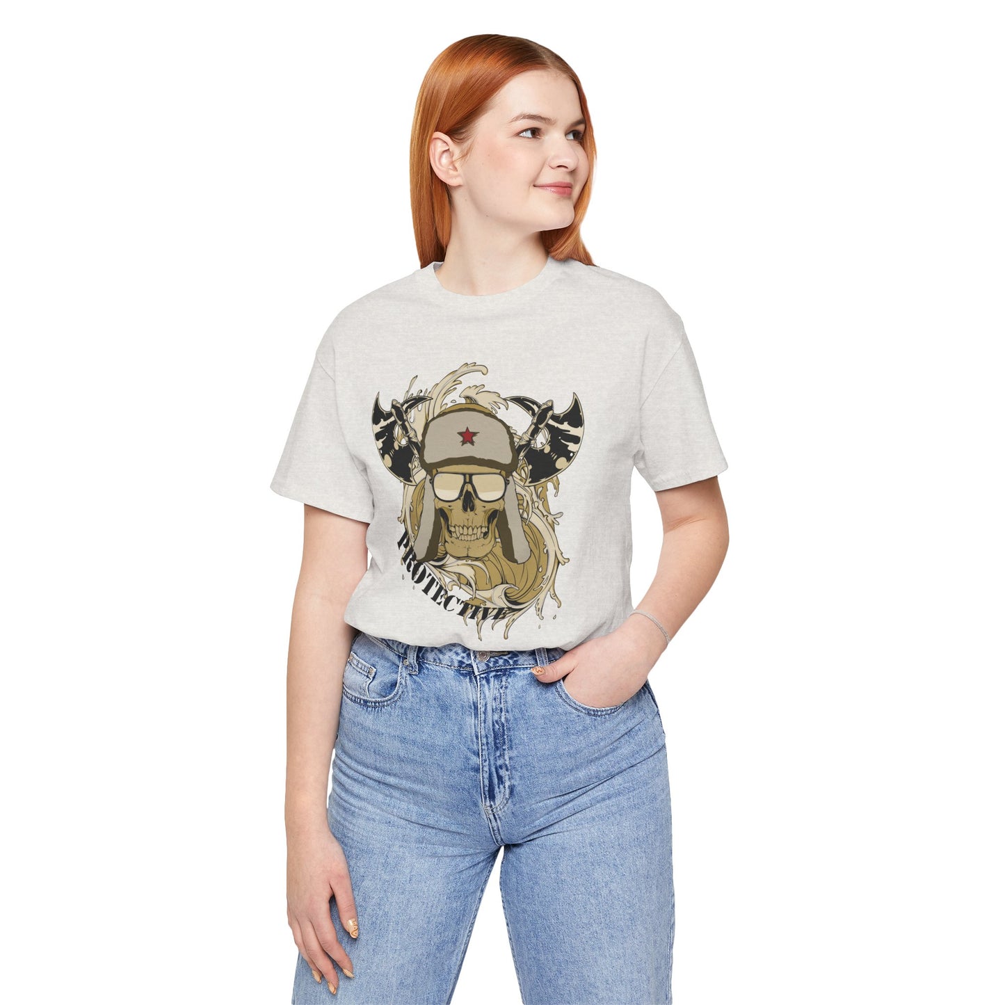 Viking Skull Graphic with Horned Helmet T-Shirt Captain Design Tee Art-41