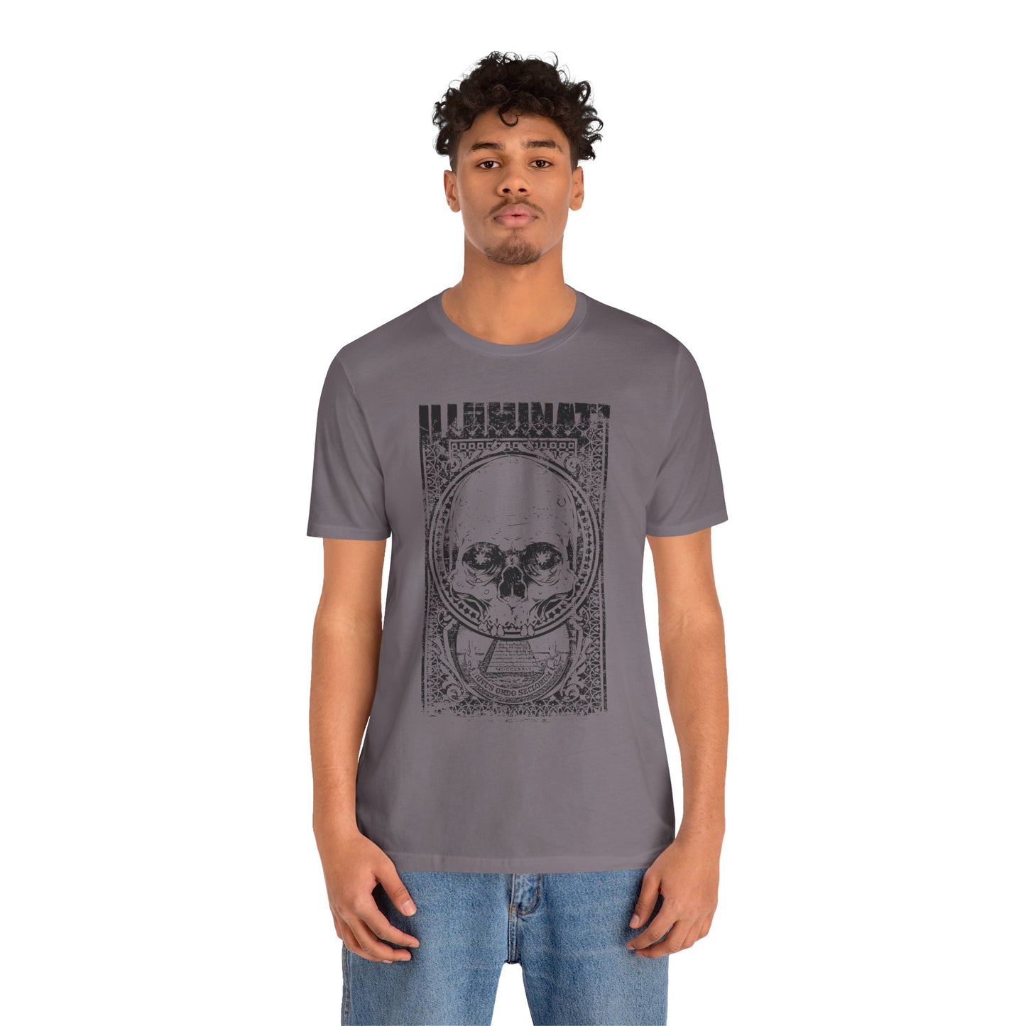 Skull Circle Graphic T-Shirt Vintage Etching Illustration Art Design Tee A-9