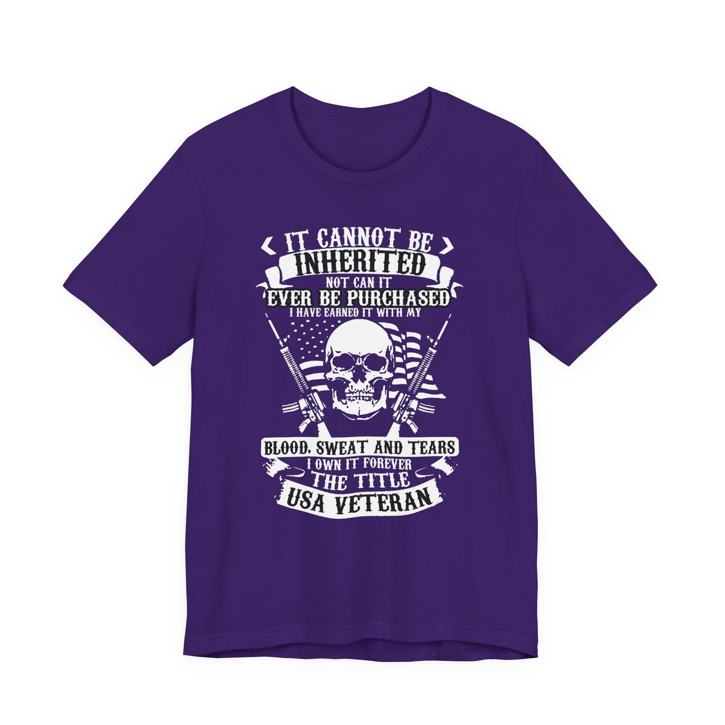 USA Veteran skull flag crossed rifles T-Shirt Military pride Unisex Cotton tee v54