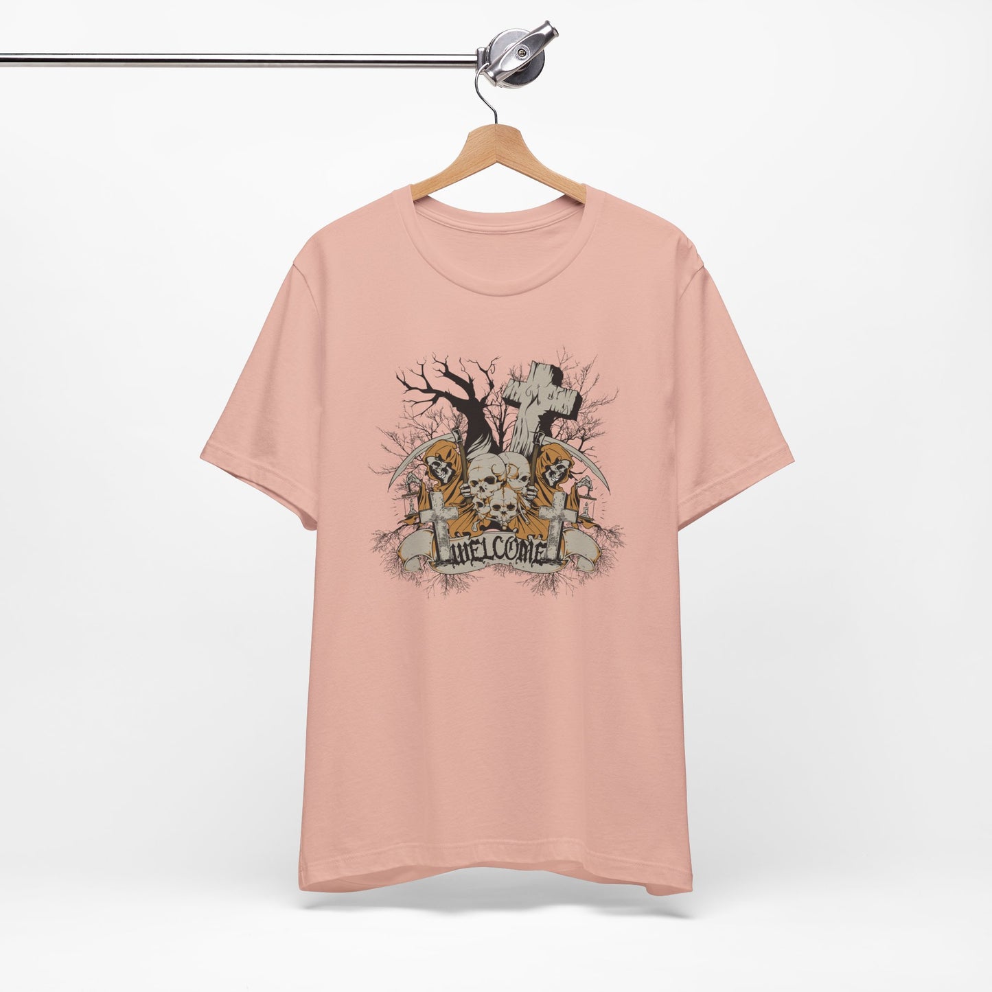 Skull Halloween Graphic Design Unisex Cotton T-Shirt Art-50