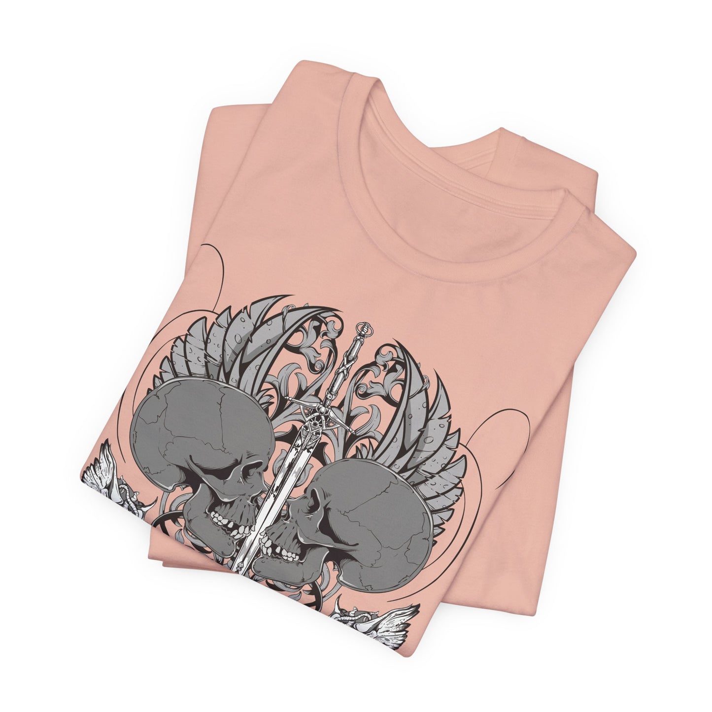 Honor Loyalty crest tee Gothic heraldry skulls wings emblem Art-48