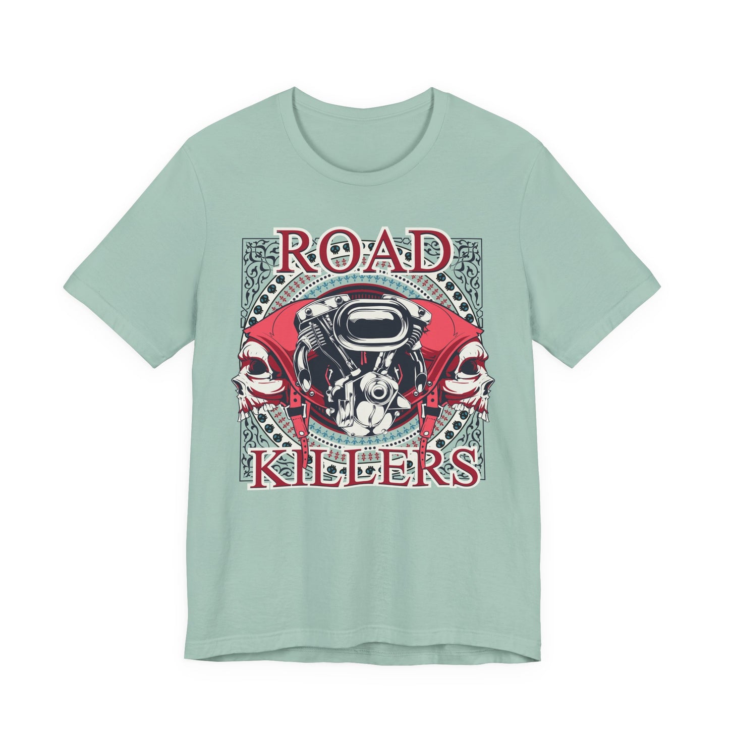 Dark Road Motorcycle Helmet Skull Tee Biker graphic t-shirt G-1