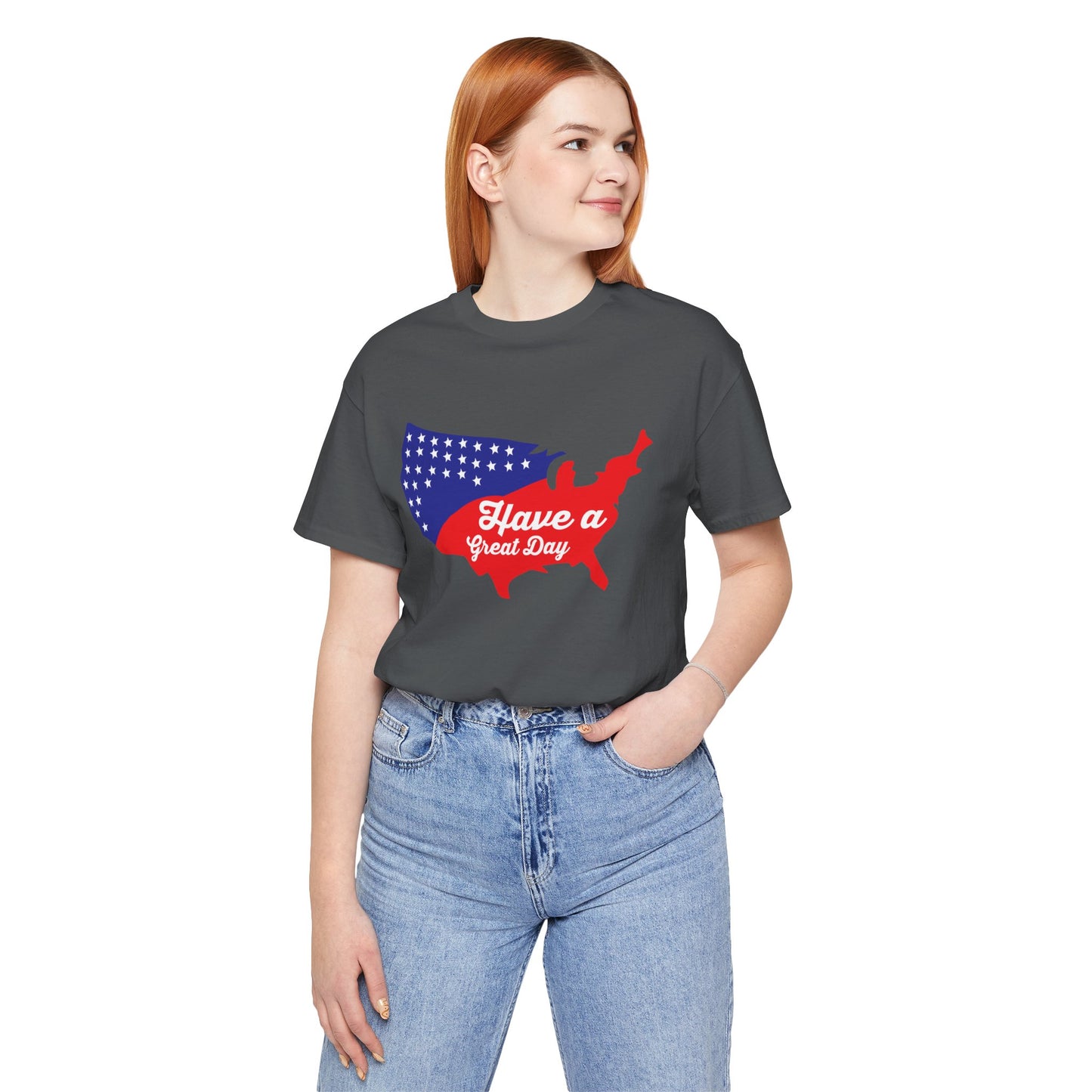 USA Map Patriotic Graphic Unisex Cotton T-Shirt 021