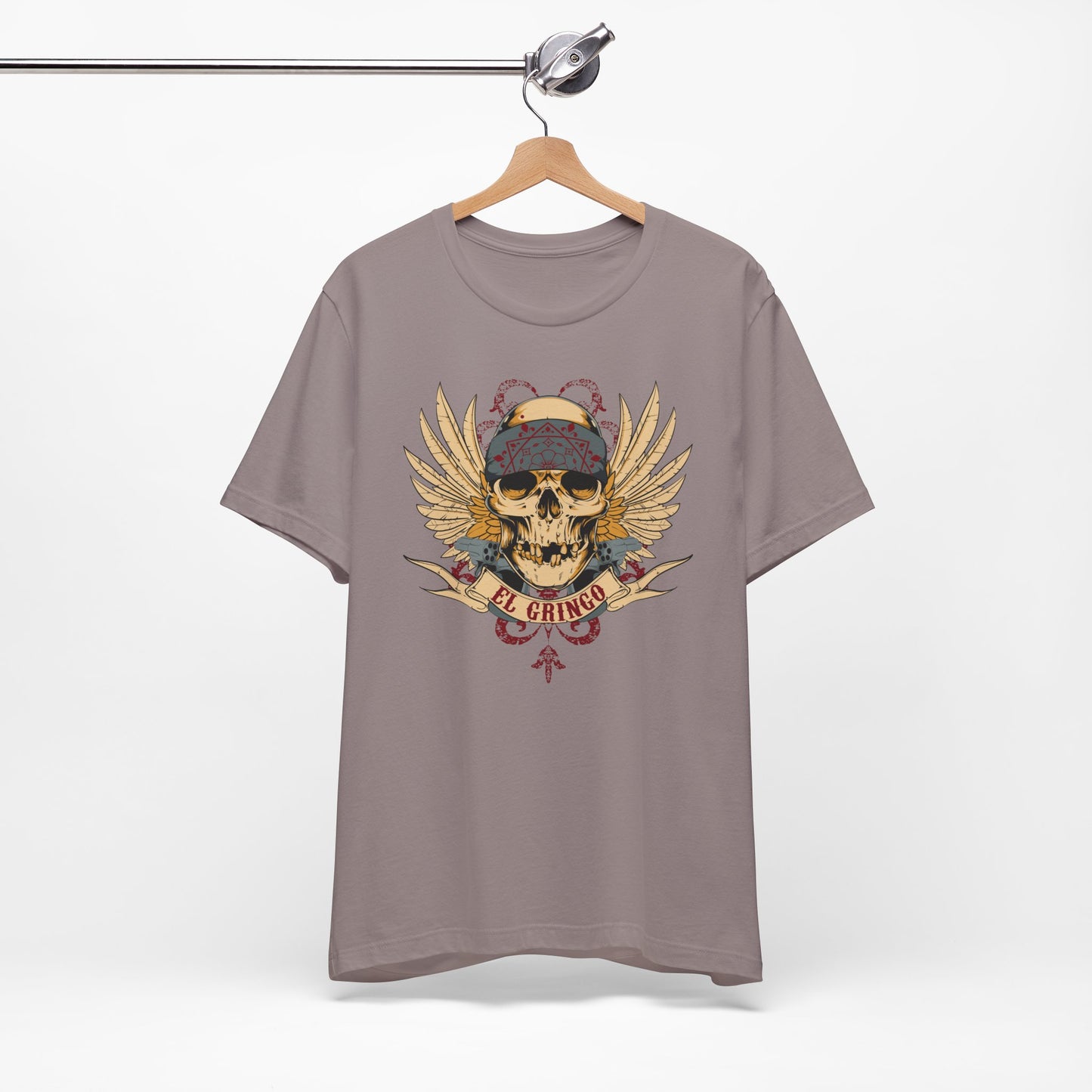 El Gringo Skull with Wings T-Shirt Vintage Tattoo Style Art-53