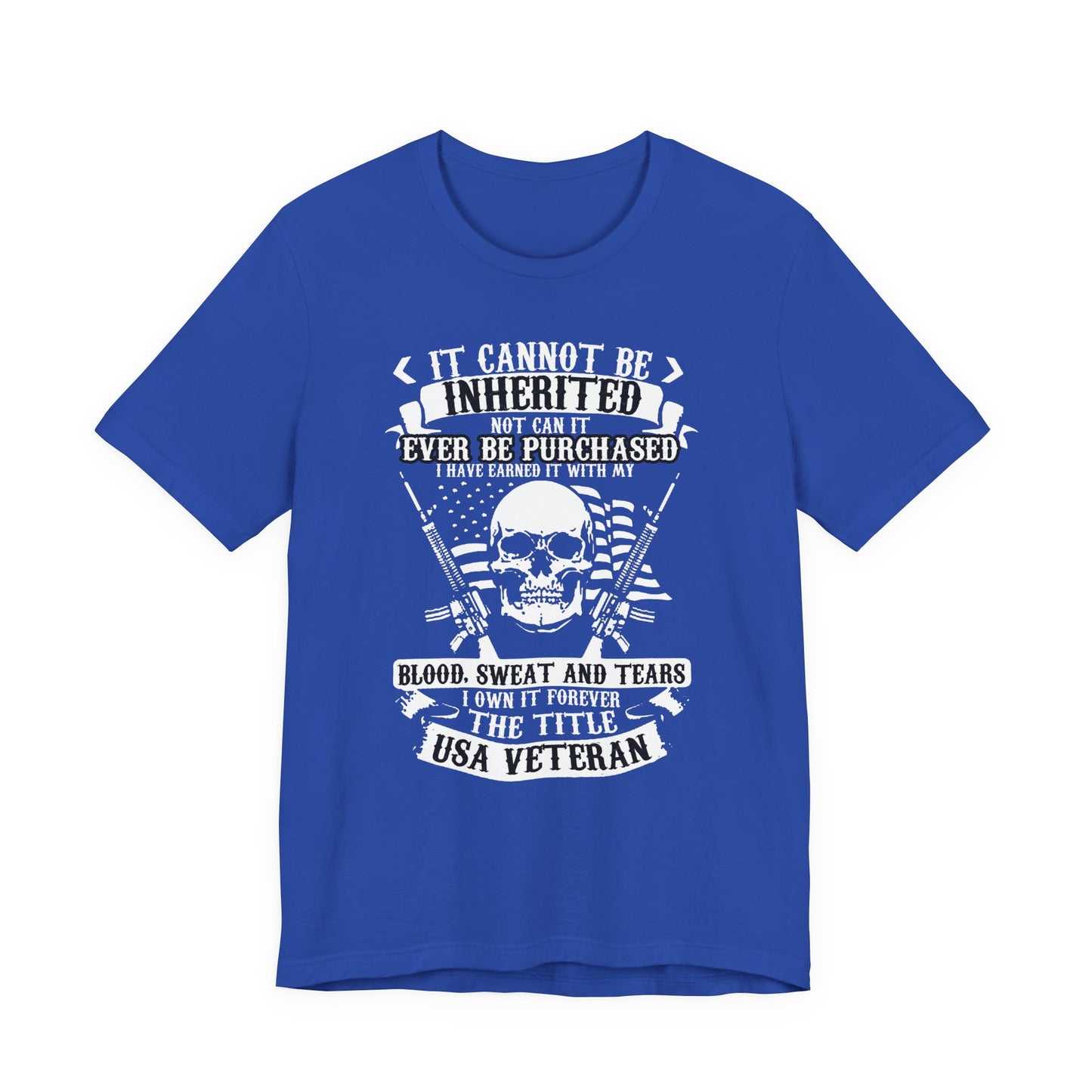 USA Veteran skull flag crossed rifles T-Shirt Military pride Unisex Cotton tee v54