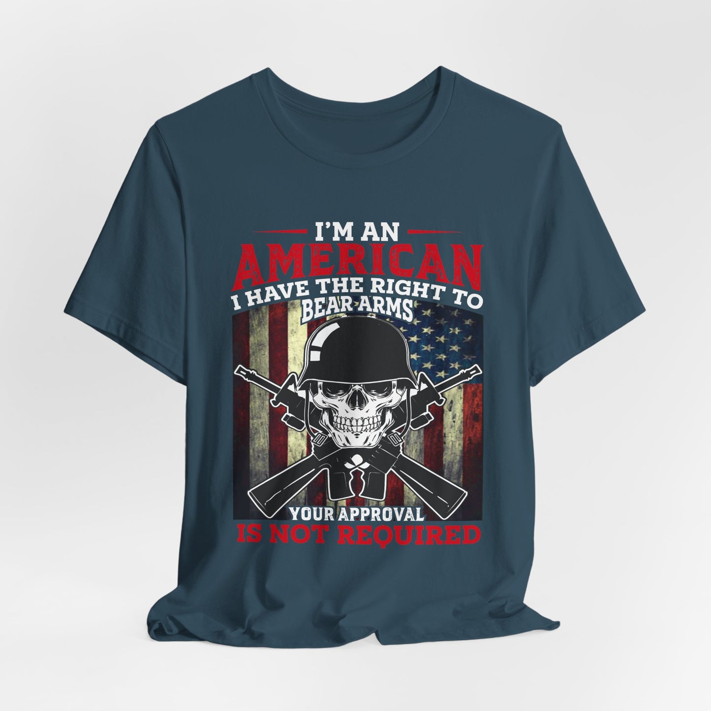 American Skull with Guns T-Shirt 2nd Amendment Flag Unisex Cotton Tee v29