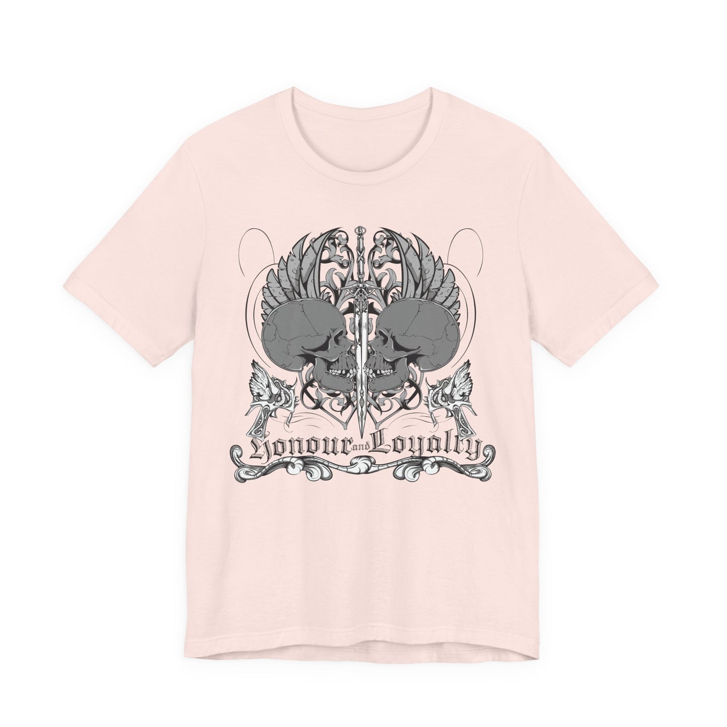 Honor Loyalty crest tee Gothic heraldry skulls wings emblem Art-48