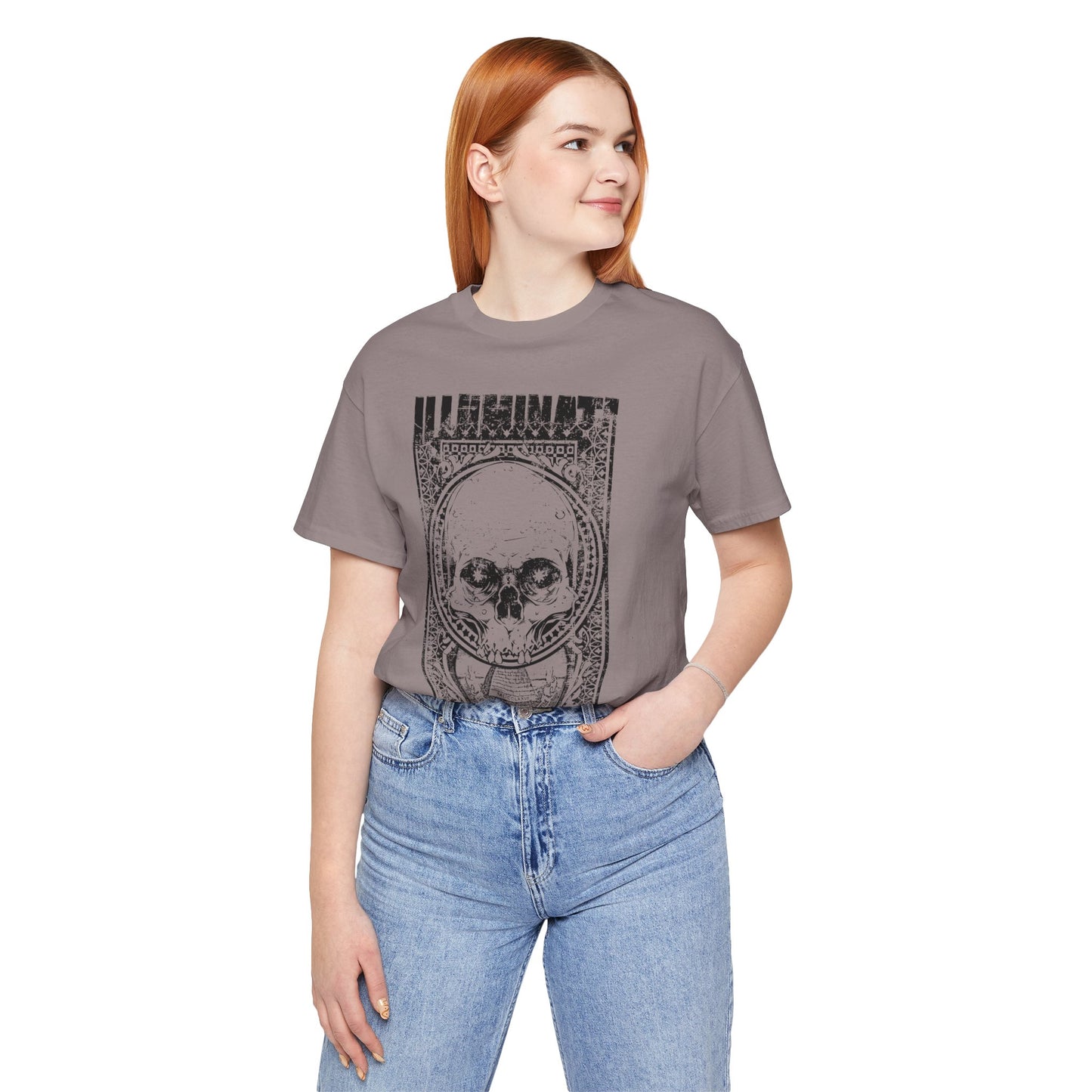 Skull Circle Graphic T-Shirt Vintage Etching Illustration Art Design Tee A-9