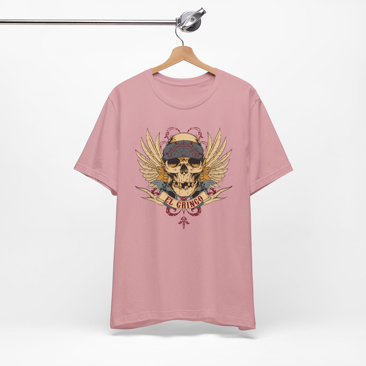 El Gringo Skull with Wings T-Shirt Vintage Tattoo Style Art-53