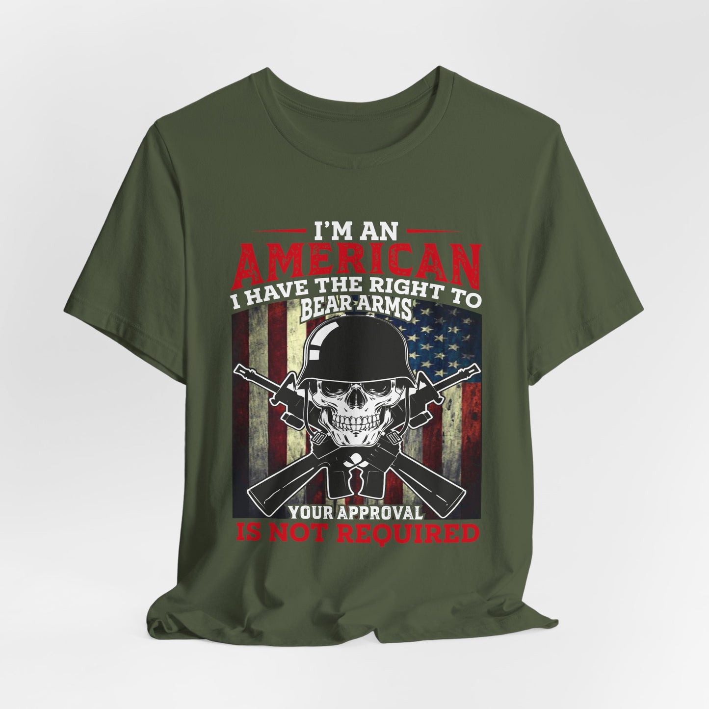 American Skull with Guns T-Shirt 2nd Amendment Flag Unisex Cotton Tee v29