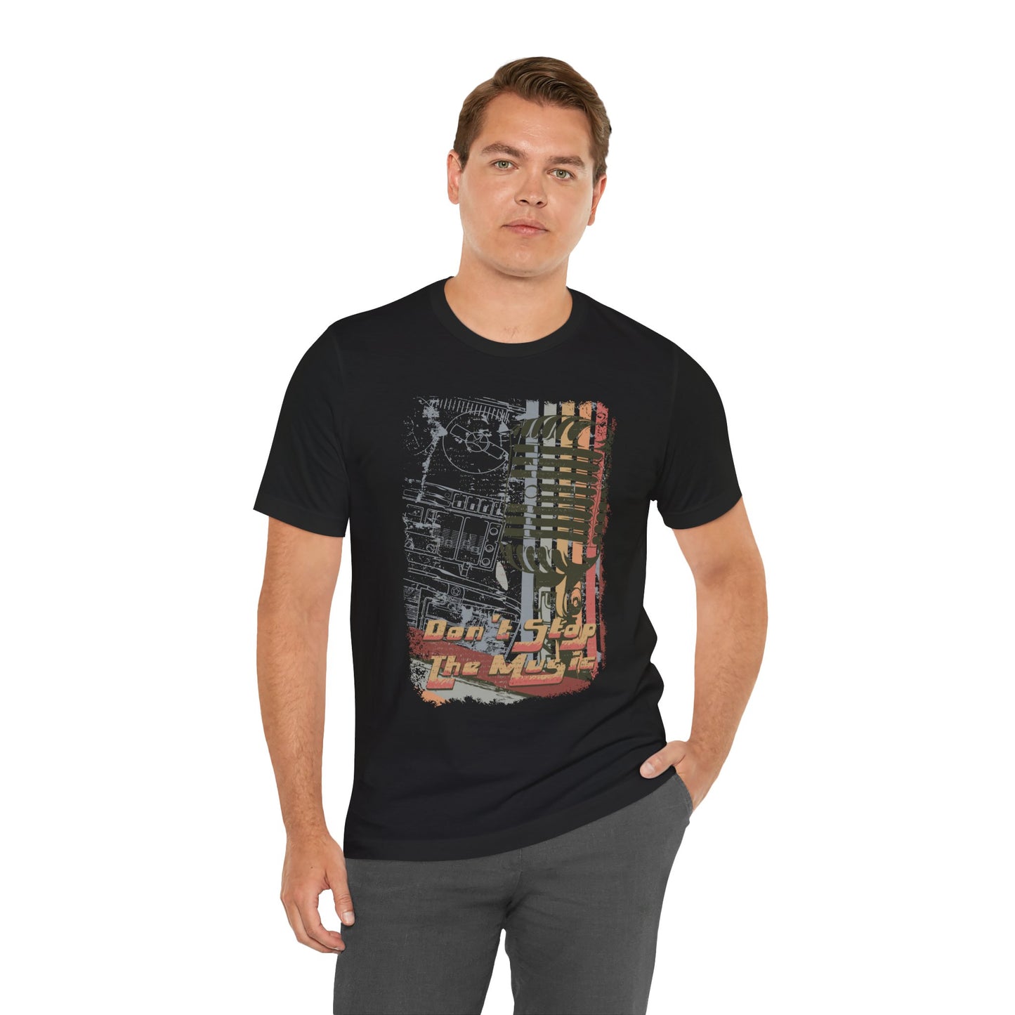 Retro Microphone Graphic Unisex Cotton T-Shirt r9