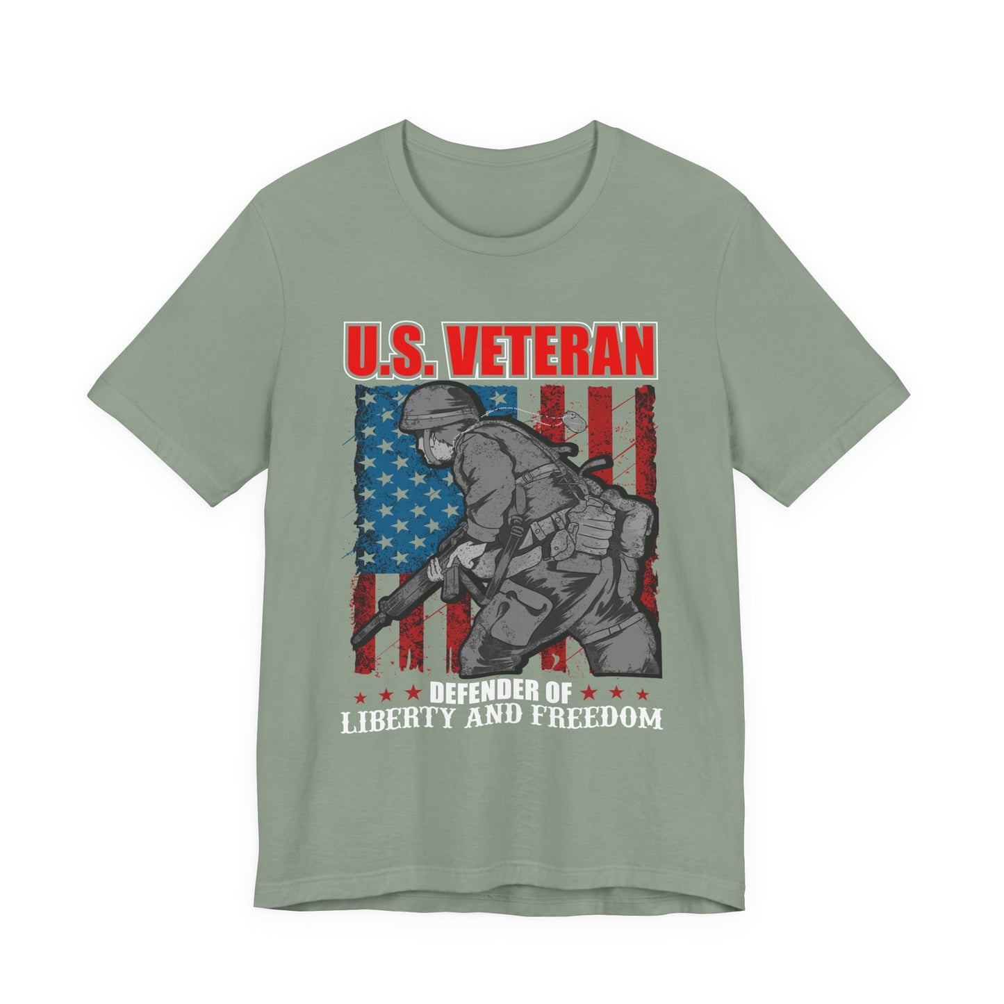 U.S. Veteran Soldier Illustration Tee Defender of Liberty and Freedom Unisex Cotton v31
