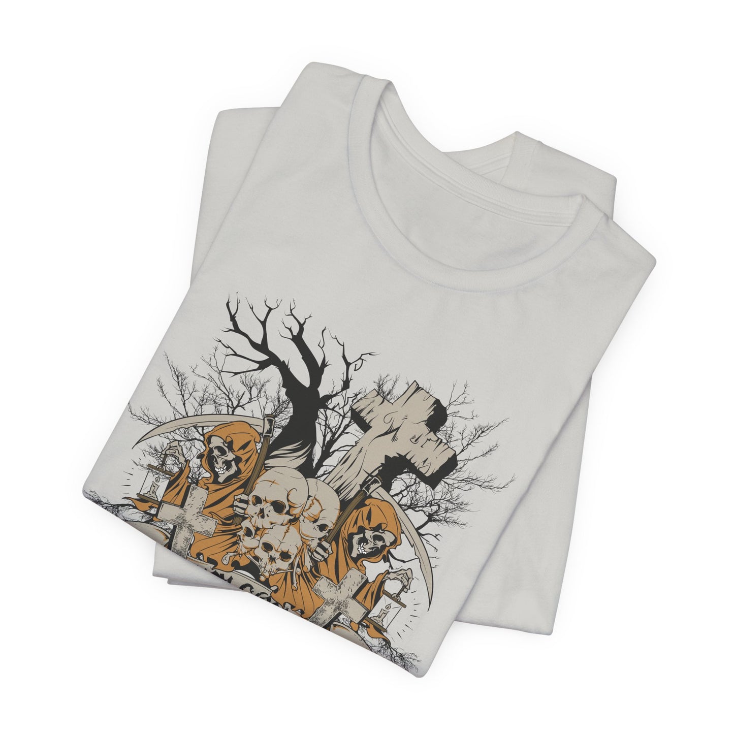 Skull Halloween Graphic Design Unisex Cotton T-Shirt Art-50