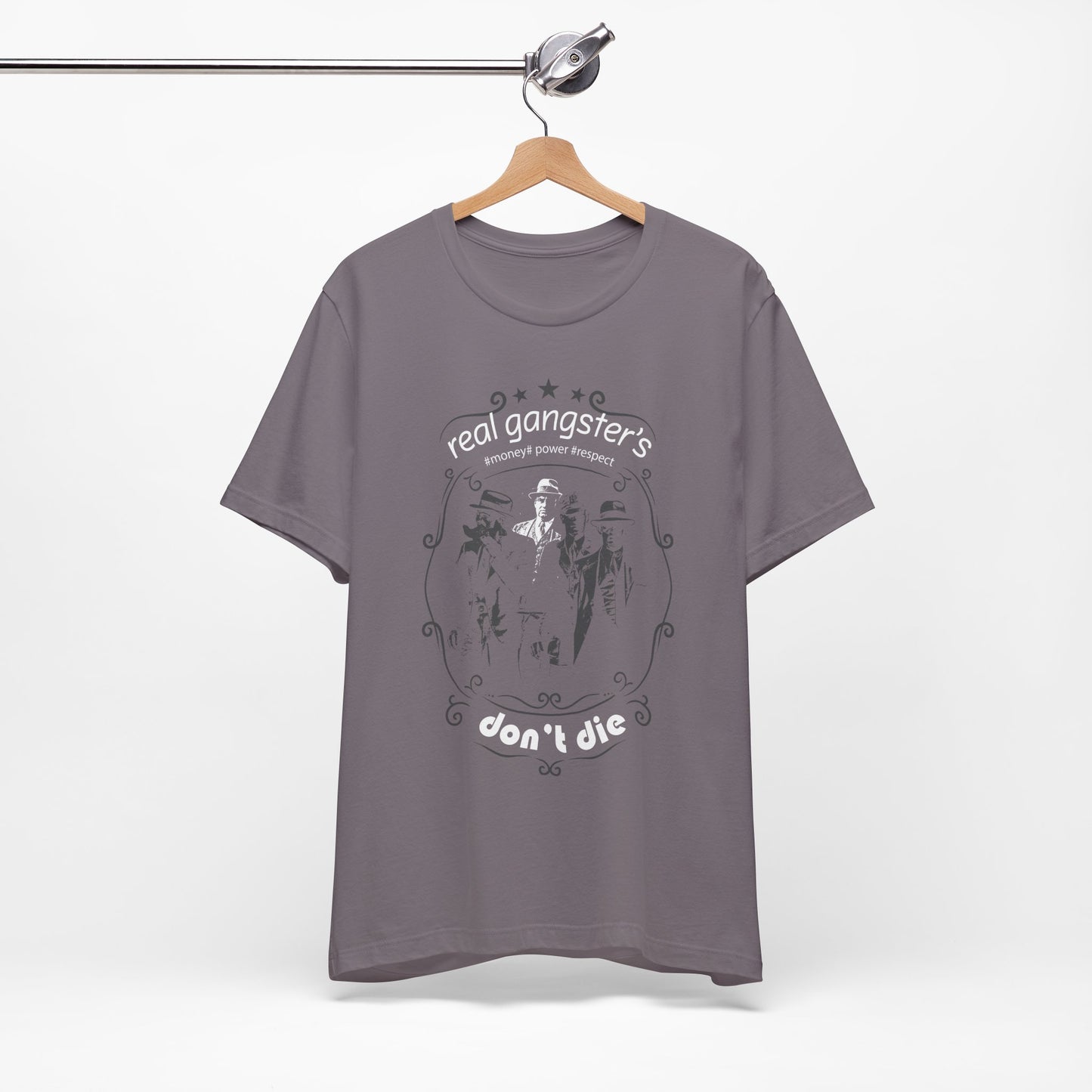 Real Gangsters Don't Die T-Shirt Vintage Outlaw Illustration Retro Biker Tee A-3