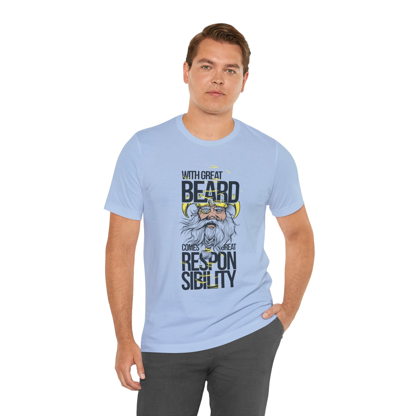 With Great Beard Comes Great Responsibility Tee Viking Beard Graphic Shirt A-2