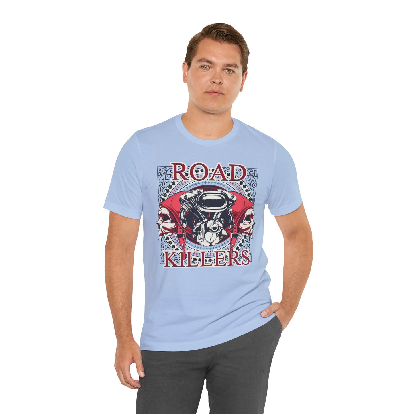 Dark Road Motorcycle Helmet Skull Tee Biker graphic t-shirt G-1