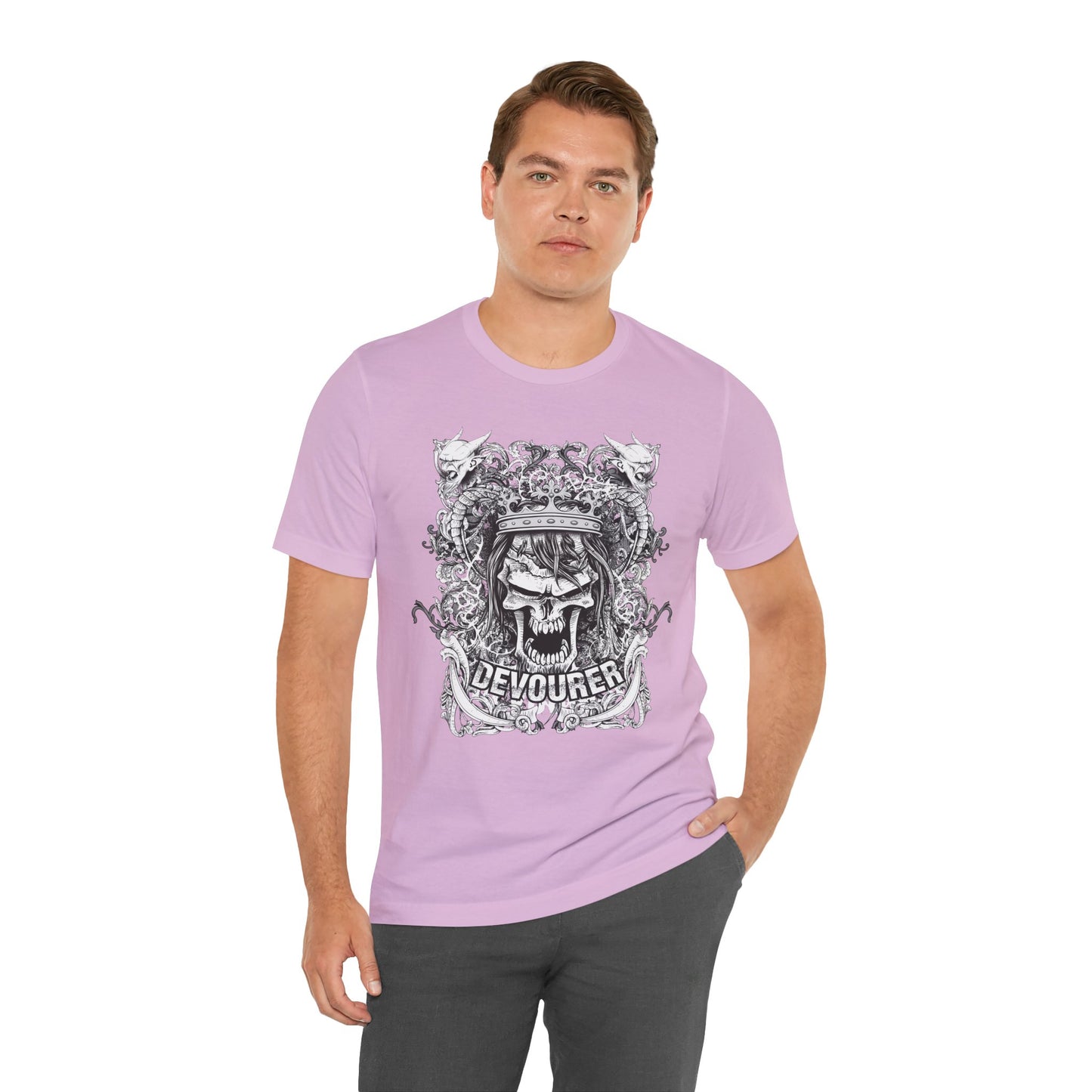 Gothic Skull Illustration Graphic Unisex Cotton T-Shirt r13