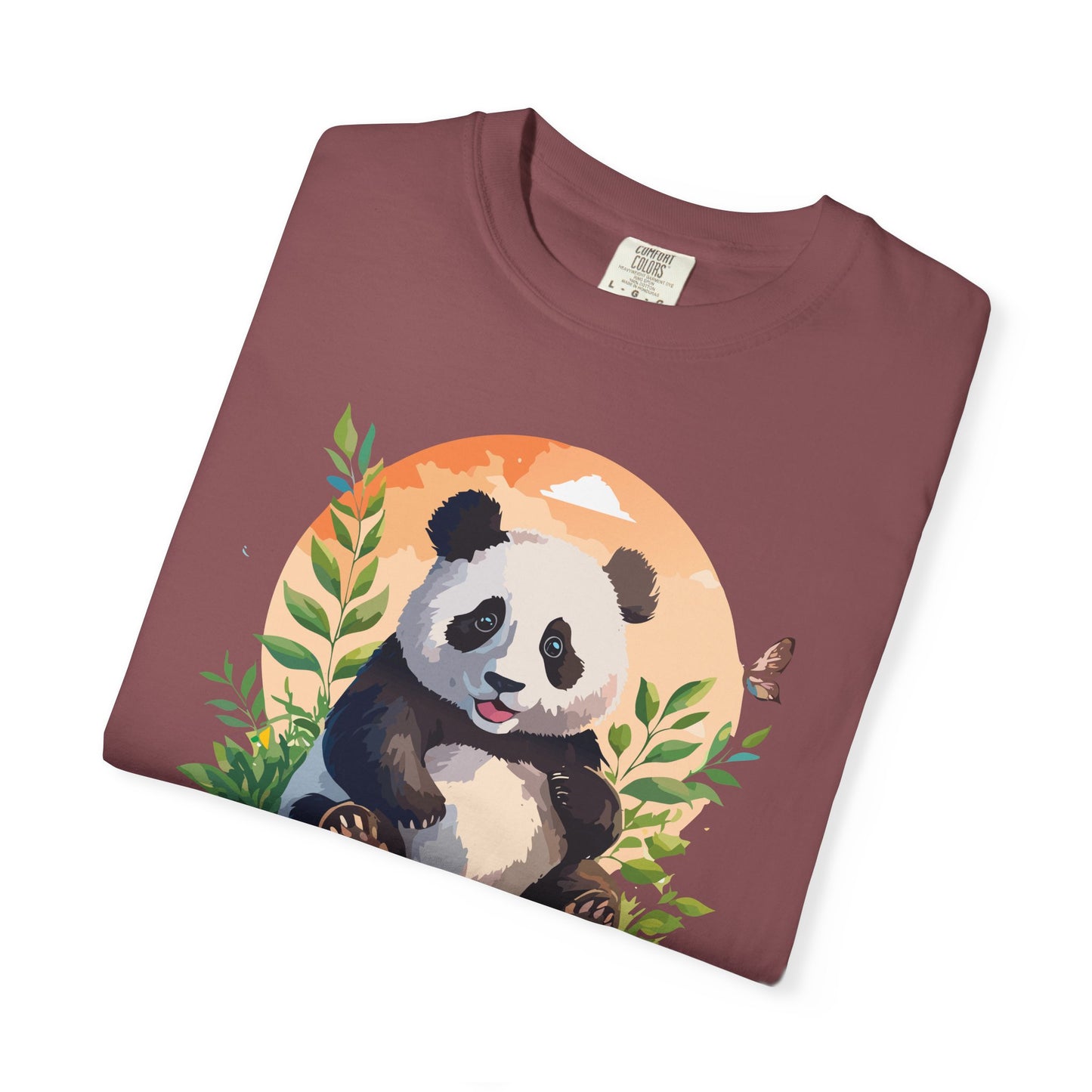 Panda Portrait T-Shirt Unisex Cotton Floral Chinese Graphic Circle Animal Art Tee pp4