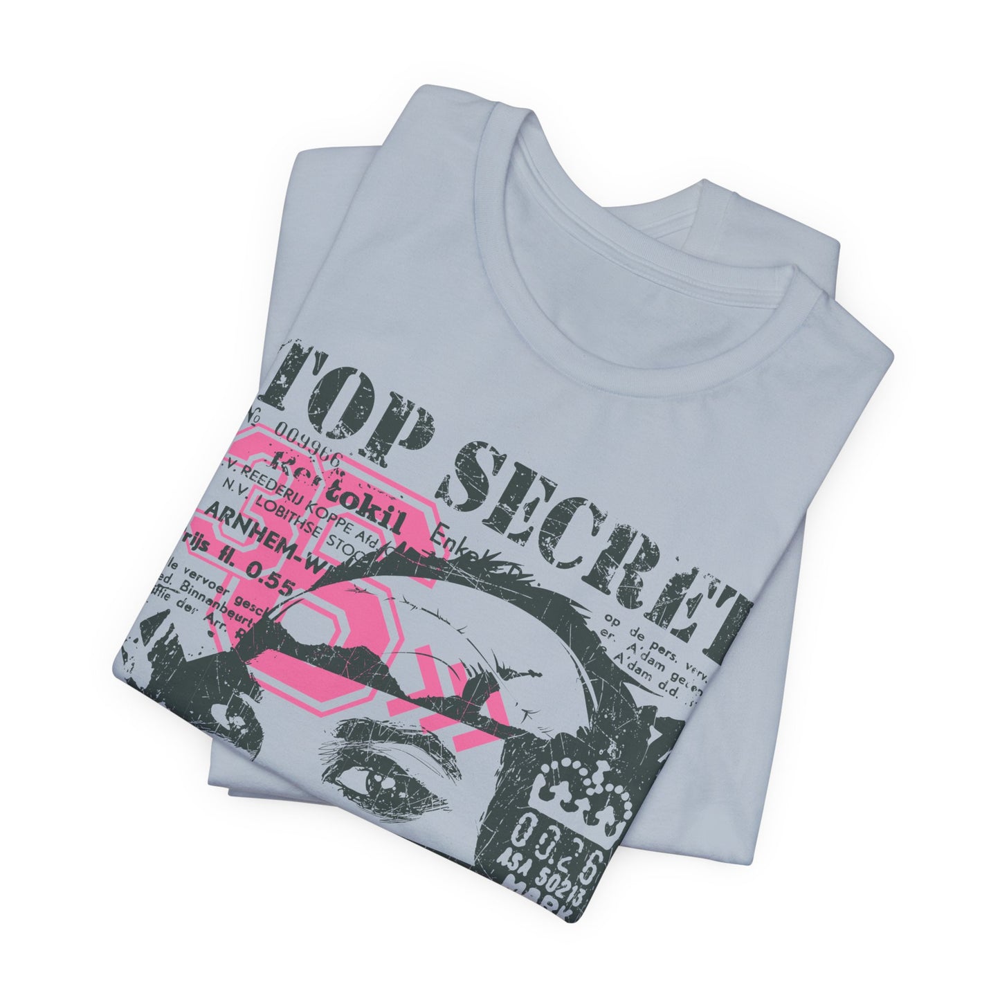 Top Secret Skull Face Tee Grunge Graphic T-Shirt Retro Collage A-6