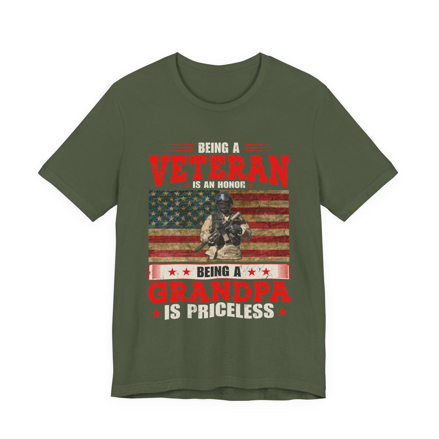 Veteran Grandpa T-Shirt American Flag Soldier Grandpa Unisex Cotton Tee v34