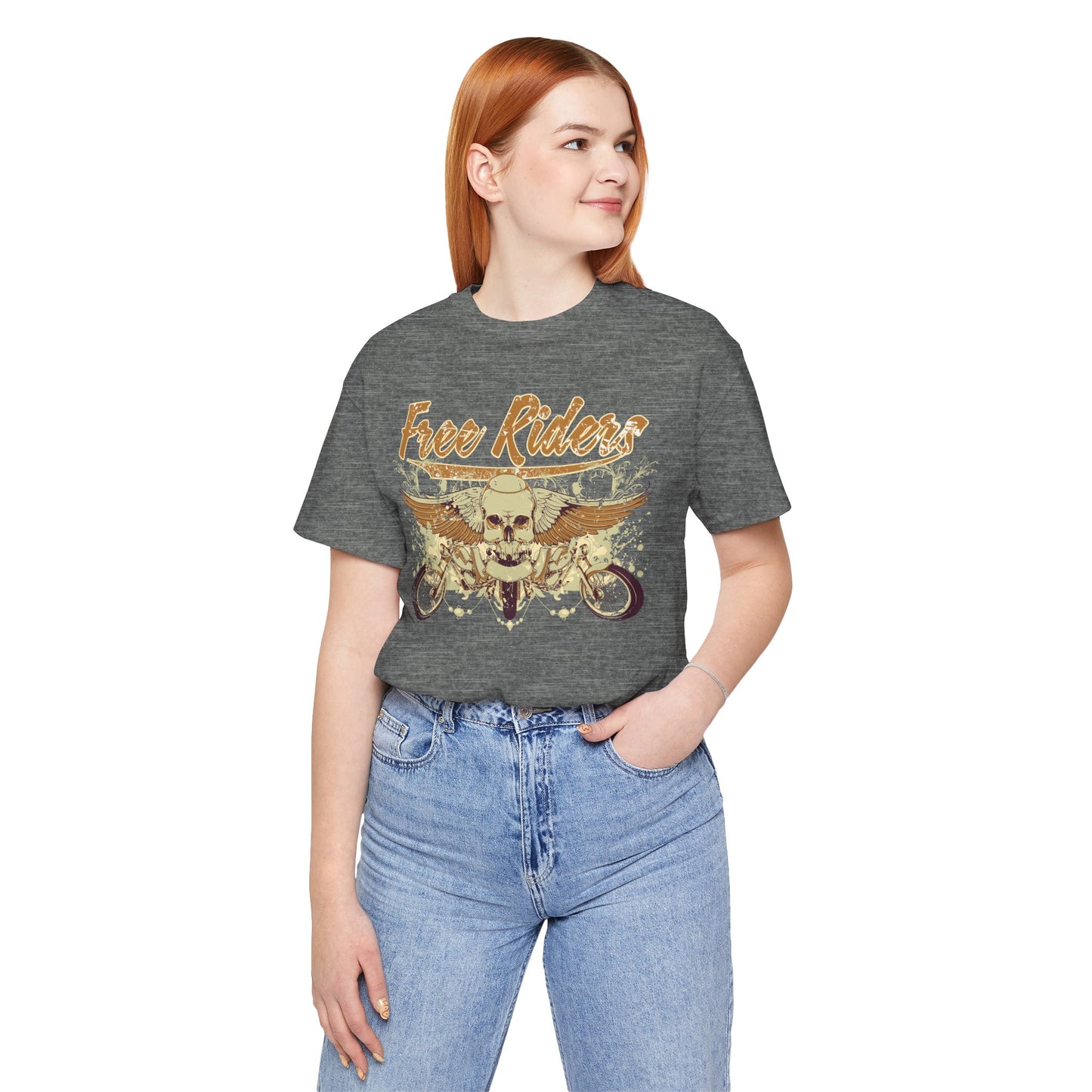 Free Riders Skull Motorcycle Tee Biker Graphic Art Design T-Shirt A-1