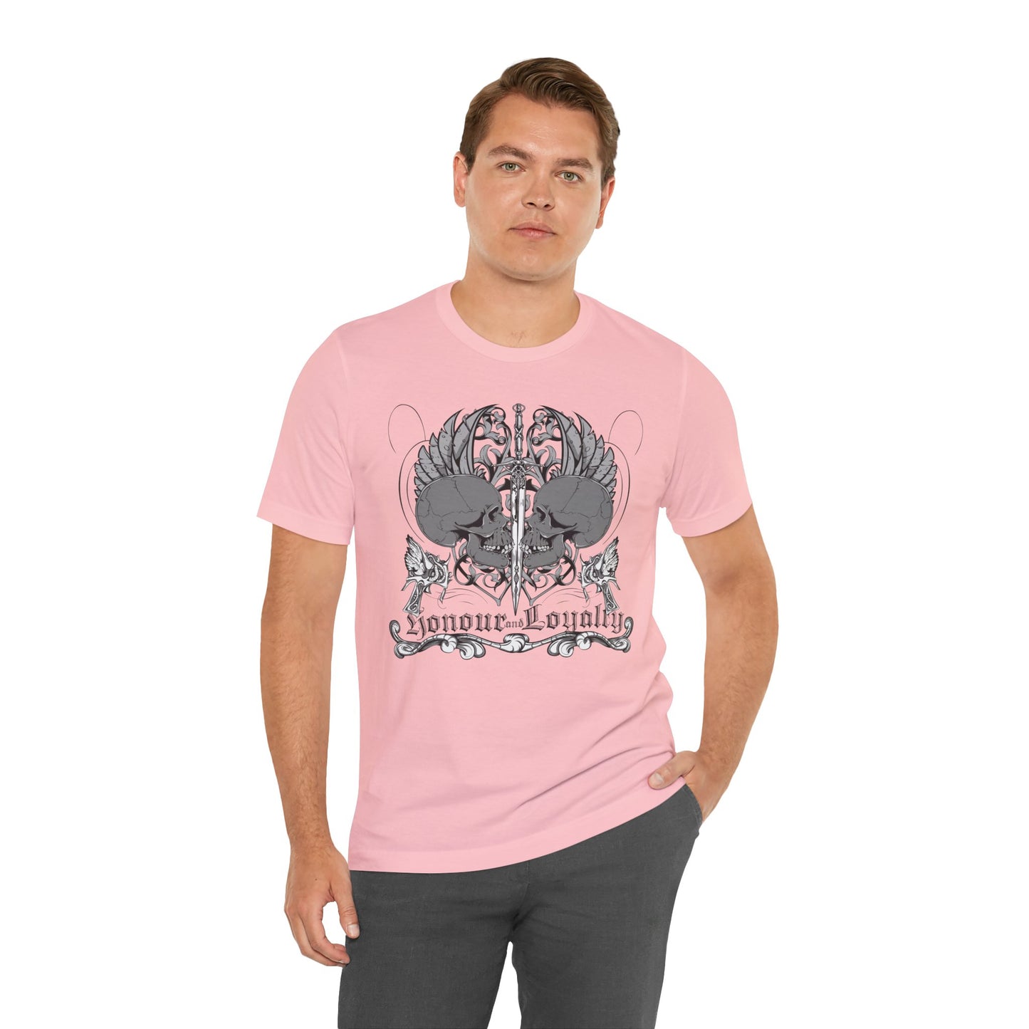 Honor Loyalty crest tee Gothic heraldry skulls wings emblem Art-48