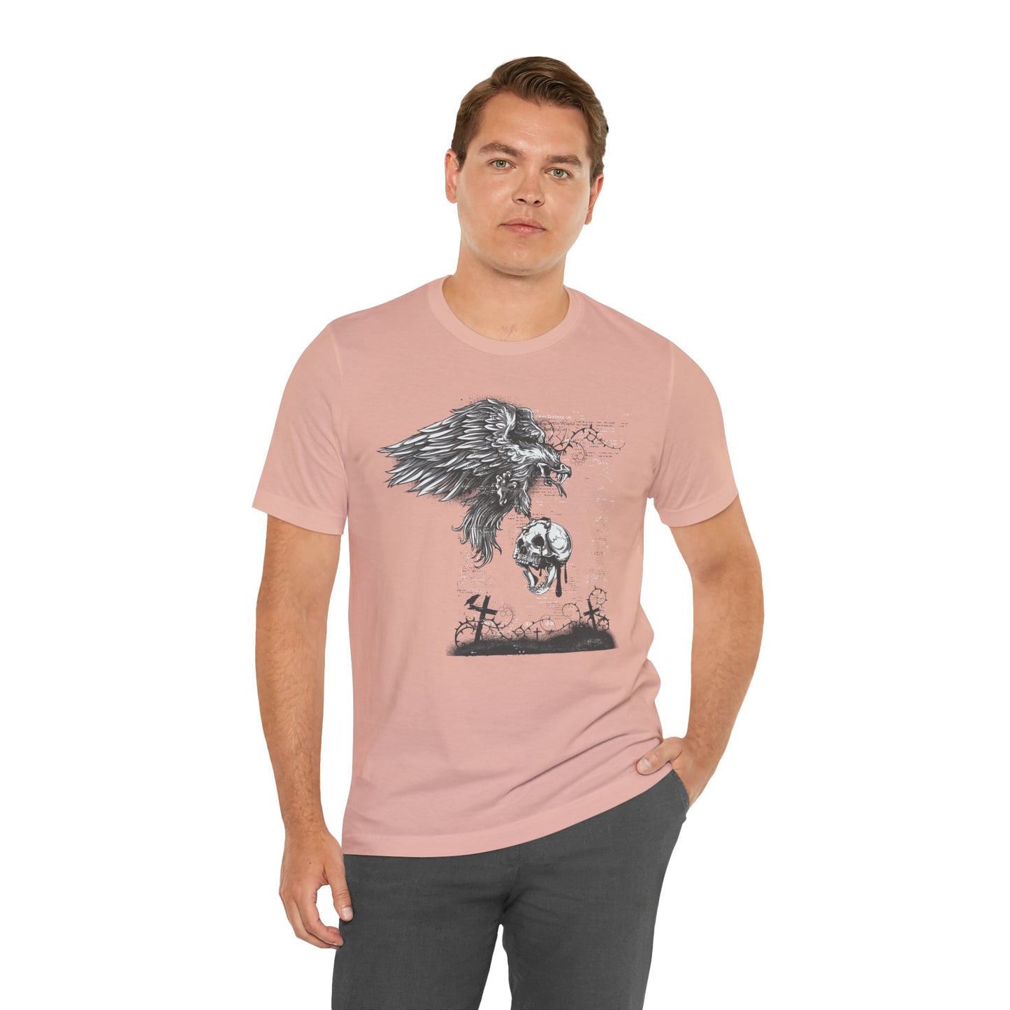Raven and Skull Illustration Graphic Unisex Cotton T-Shirt r19