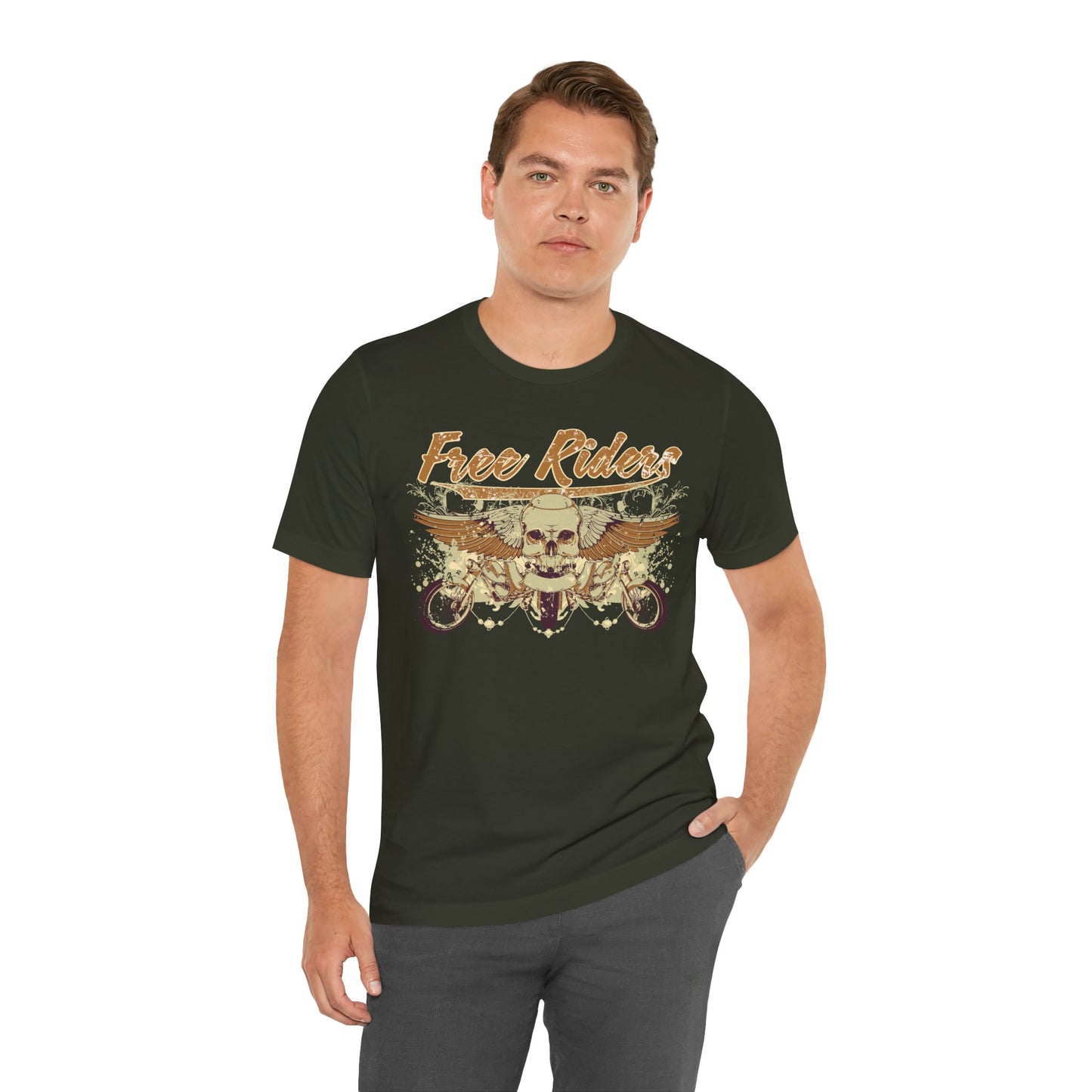 Free Riders Skull Motorcycle Tee Biker Graphic Art Design T-Shirt A-1