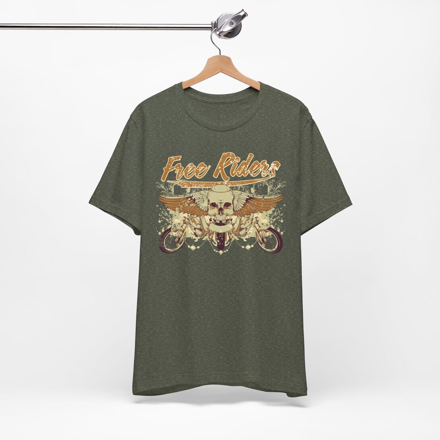 Free Riders Skull Motorcycle Tee Biker Graphic Art Design T-Shirt A-1