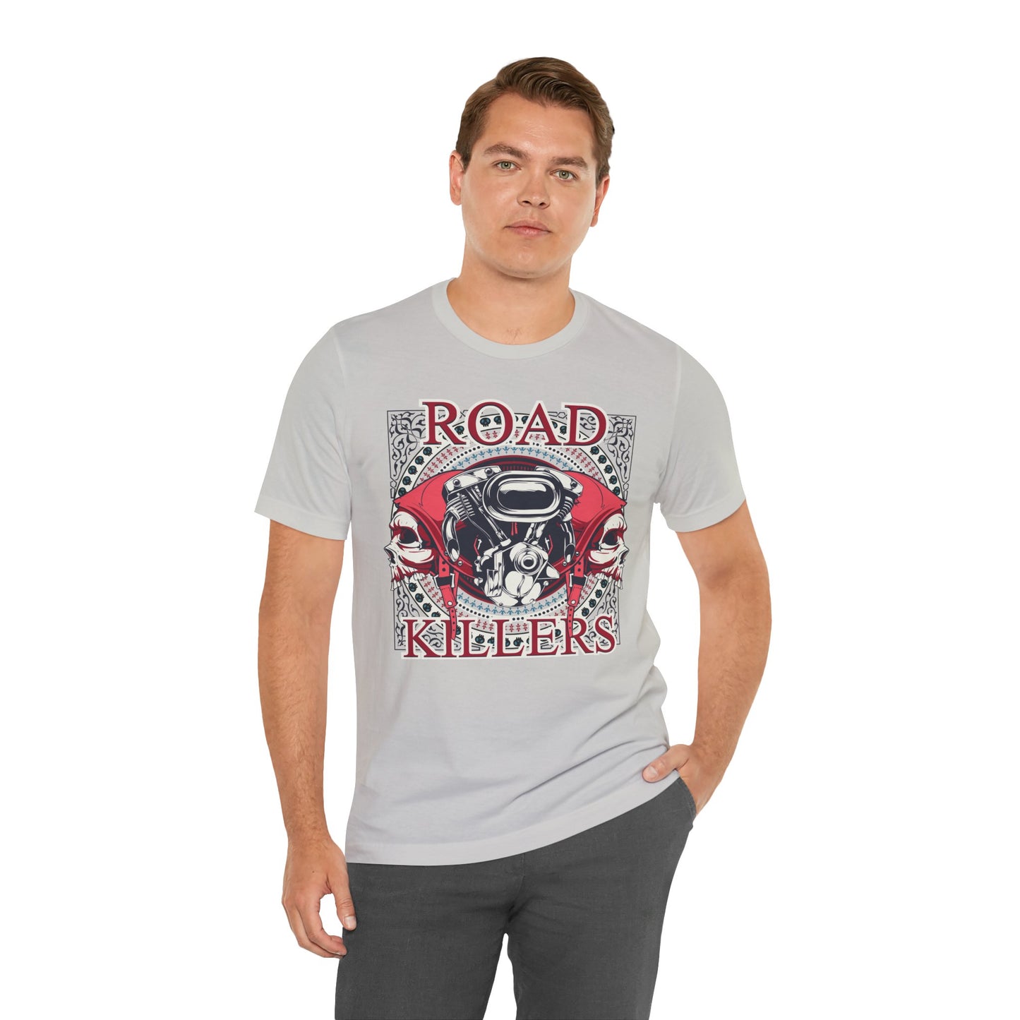 Dark Road Motorcycle Helmet Skull Tee Biker graphic t-shirt G-1