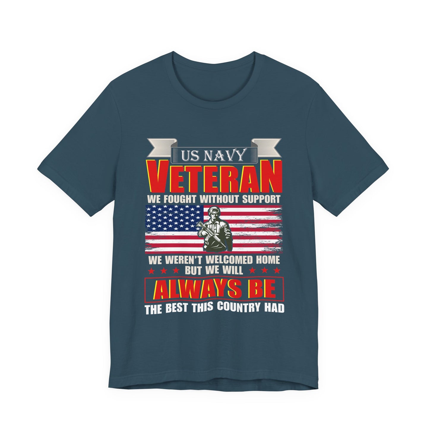 US Navy Veteran T-Shirt American Flag Soldier Graphic Patriotic Military Unisex Cotton v42