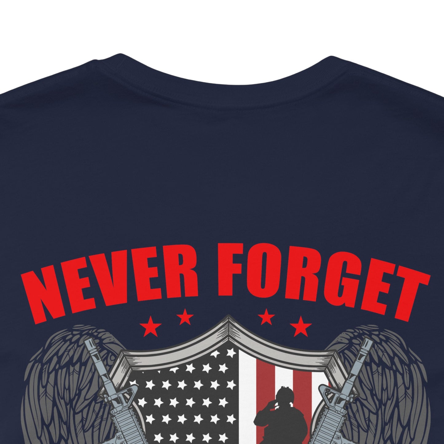 Never Forget Our Fallen Heroes T-Shirt American Flag Shield Eagles Unisex Cotton v39