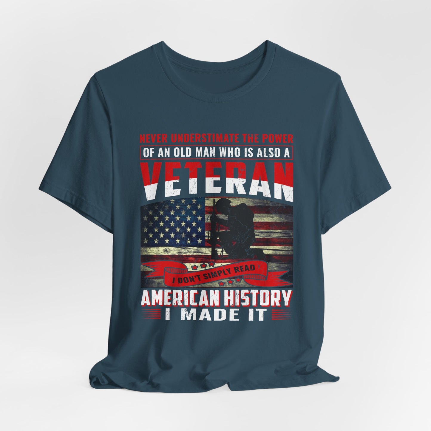 Veteran American flag T-Shirt I Made It Old Man Veteran Military Pride Unisex Cotton v32