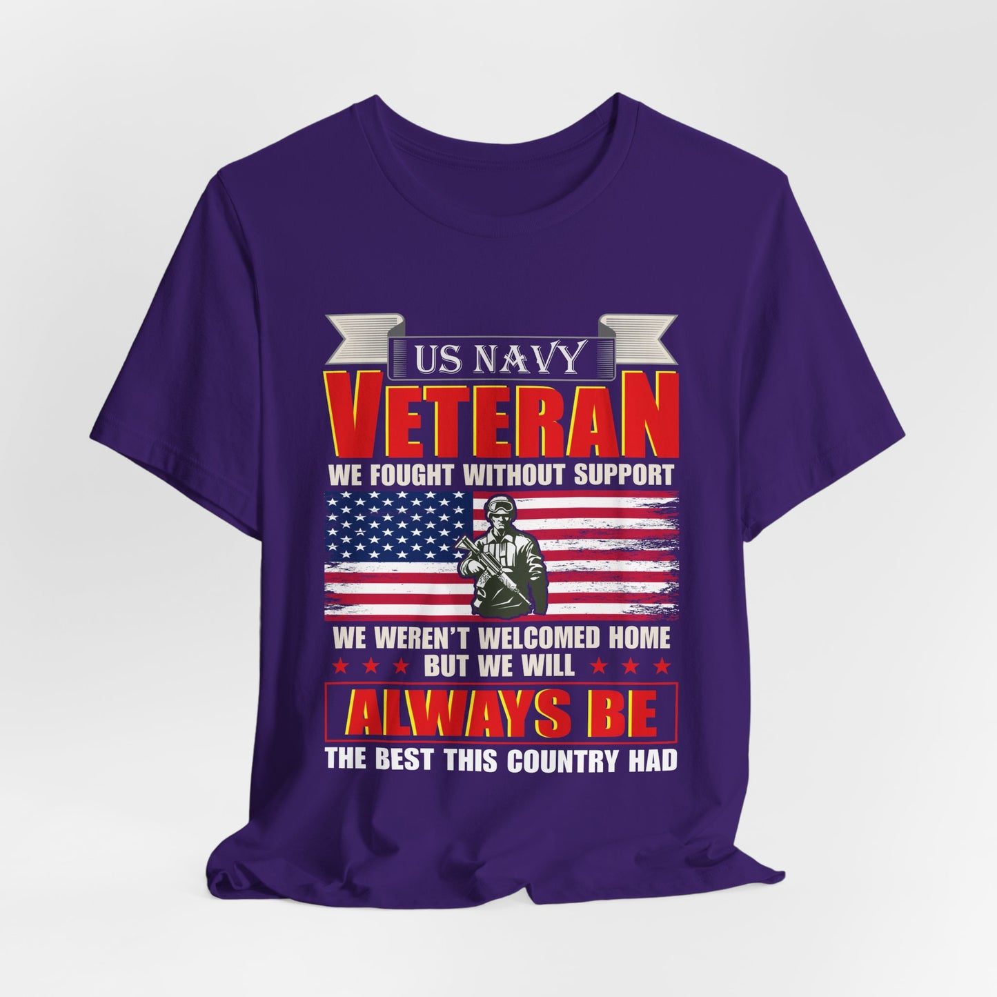 US Navy Veteran T-Shirt American Flag Soldier Graphic Patriotic Military Unisex Cotton v42