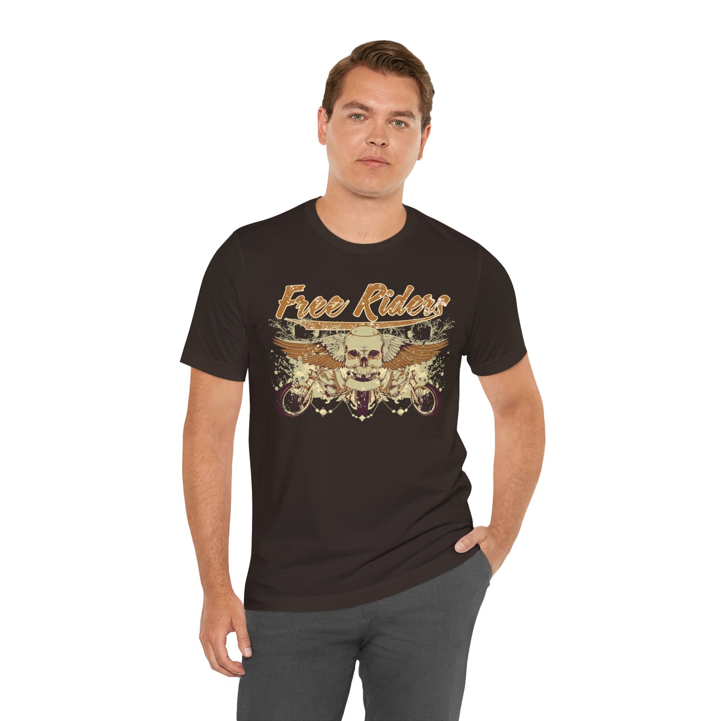 Free Riders Skull Motorcycle Tee Biker Graphic Art Design T-Shirt A-1