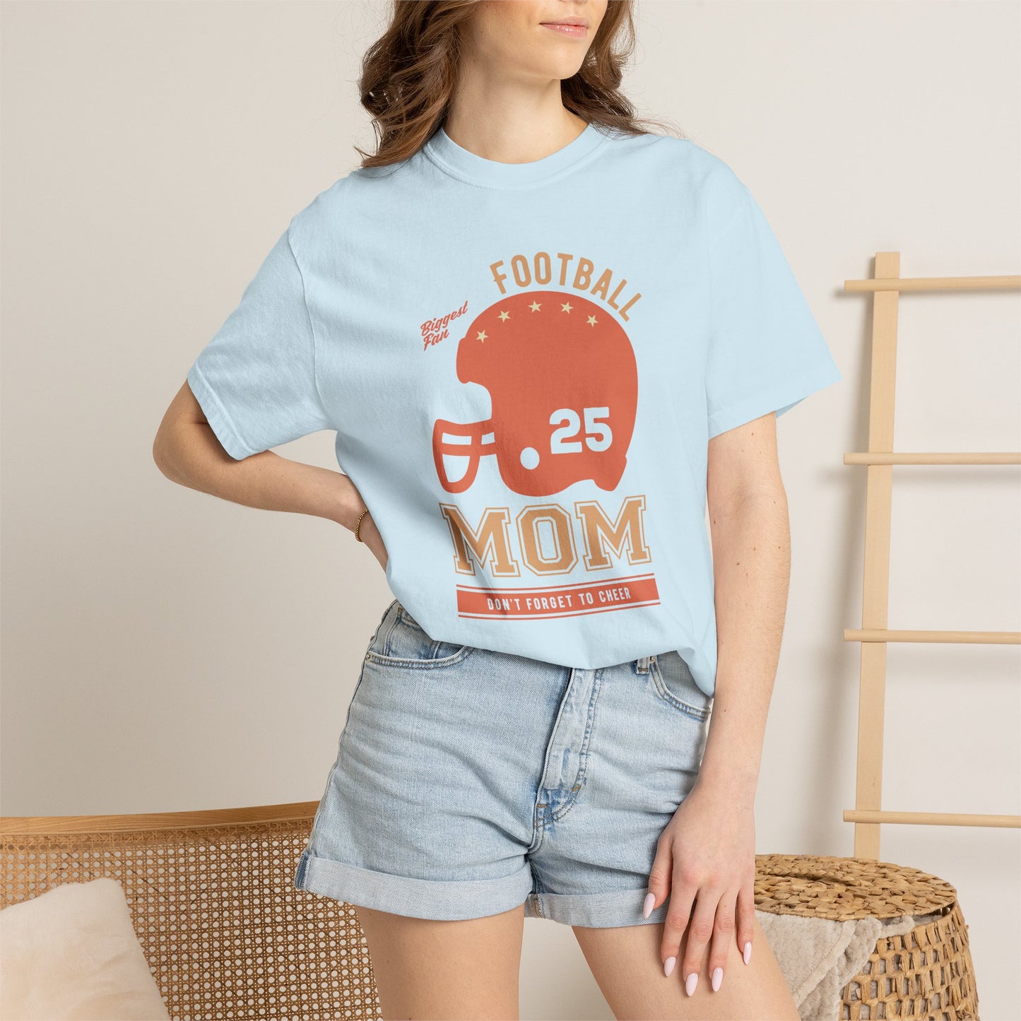 Football Mom T-shirt Mother's Day Mama Tee Unisex Comfort Colors Garment-Dyed Cotton h43