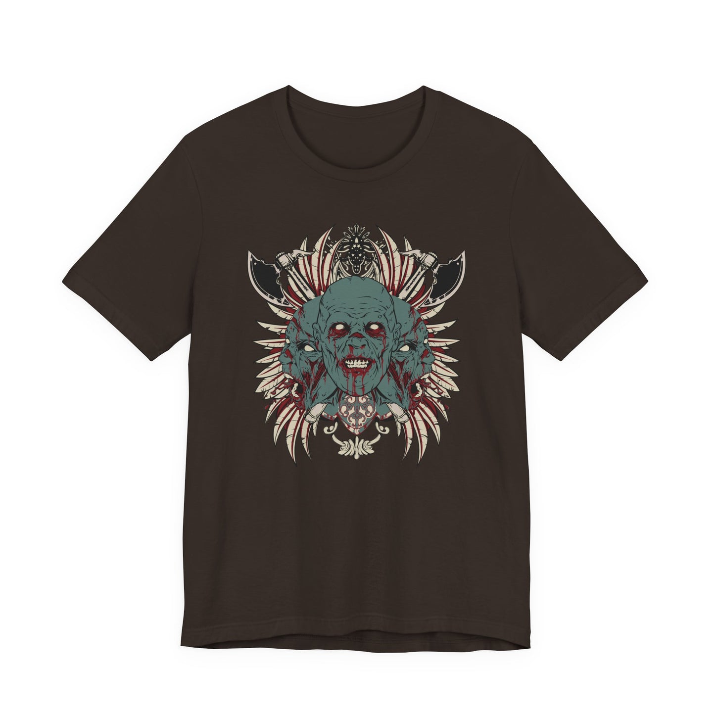 Zombie Skull Mandala T-Shirt Horror Graphic Tee, Gothic Skull Art-54-2