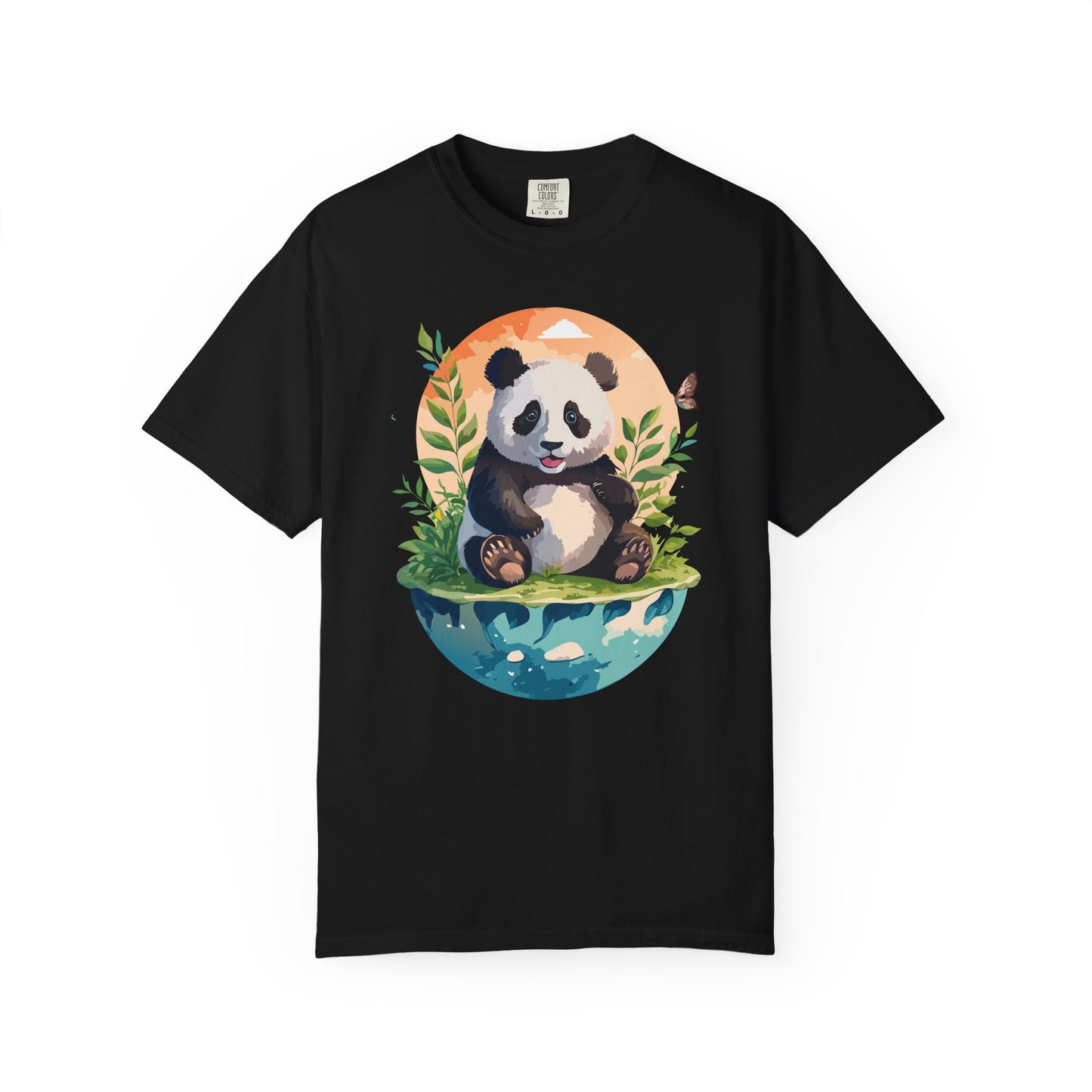 Panda Portrait T-Shirt Unisex Cotton Floral Chinese Graphic Circle Animal Art Tee pp4