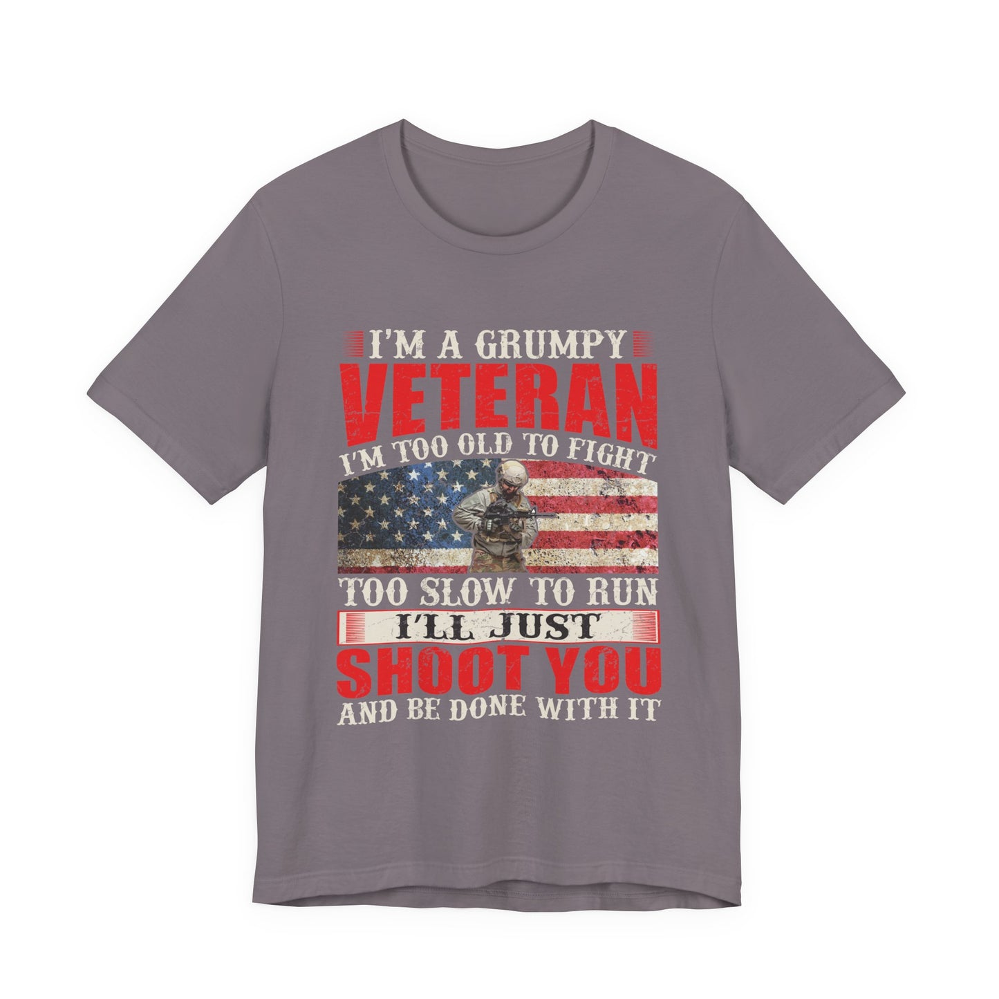 Grumpy Veteran Flag graphic Tee Veteran Patriotic Unisex Cotton Shirt v38