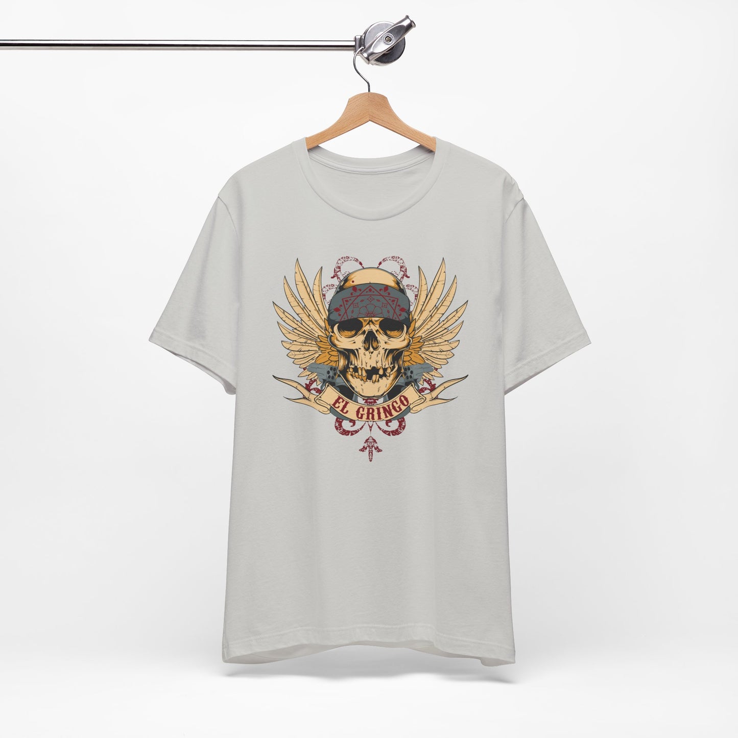El Gringo Skull with Wings T-Shirt Vintage Tattoo Style Art-53