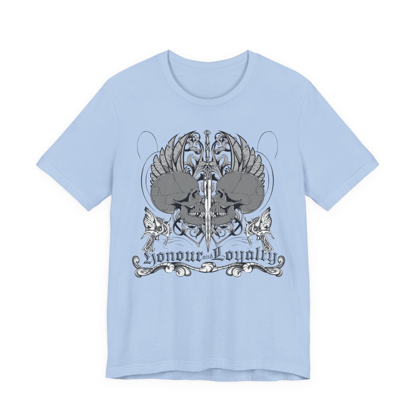 Honor Loyalty crest tee Gothic heraldry skulls wings emblem Art-48