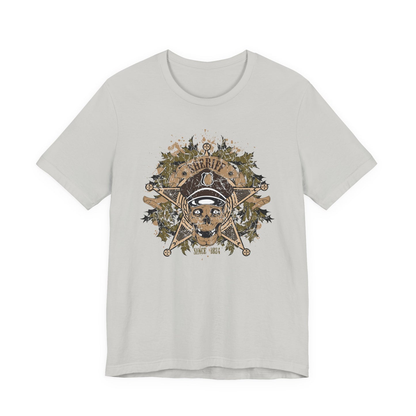 Skull Floral Emblem Graphic Unisex Cotton Tee Art-45
