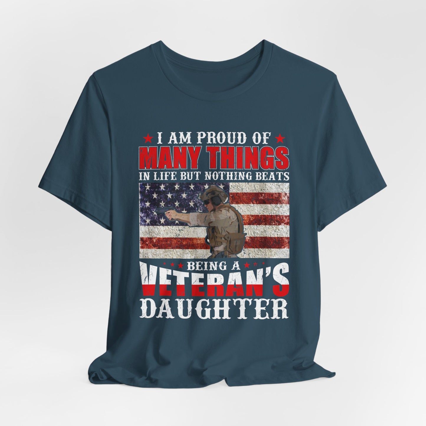 Veteran's Daughter T-Shirt American Flag Military Proud  Unisex Cotton Tee v28